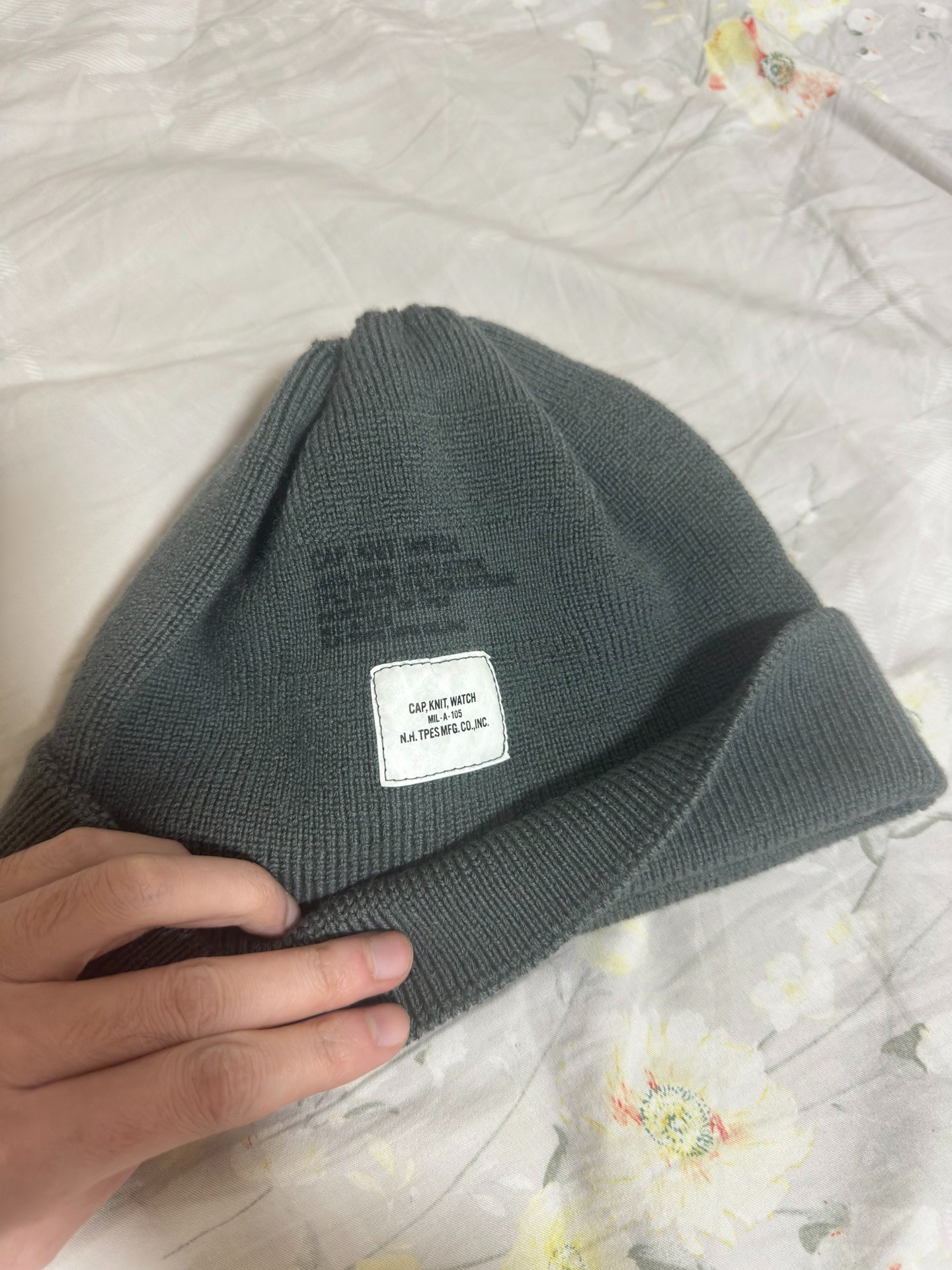 n.hoolywood 22AW Gray Knit Beanie — front