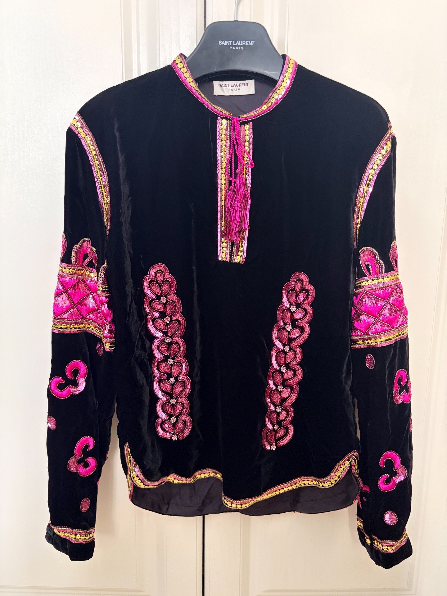 Saint Laurent 18FW Ethnic Velvet Shirt