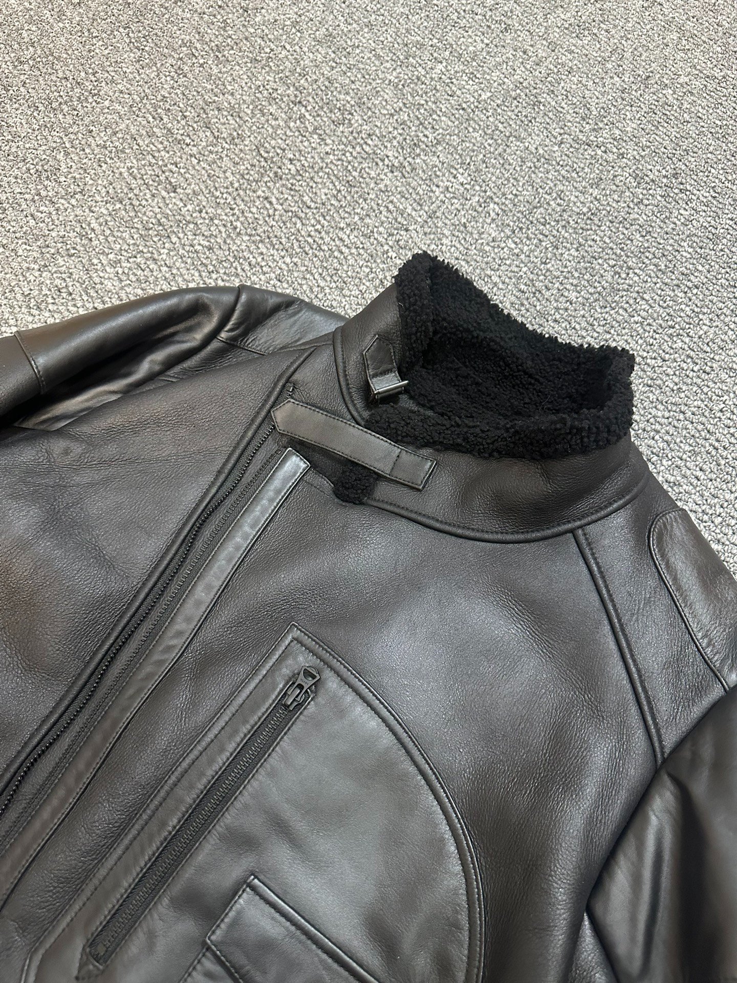 Neighborhood Fur-Leather Jacket — front