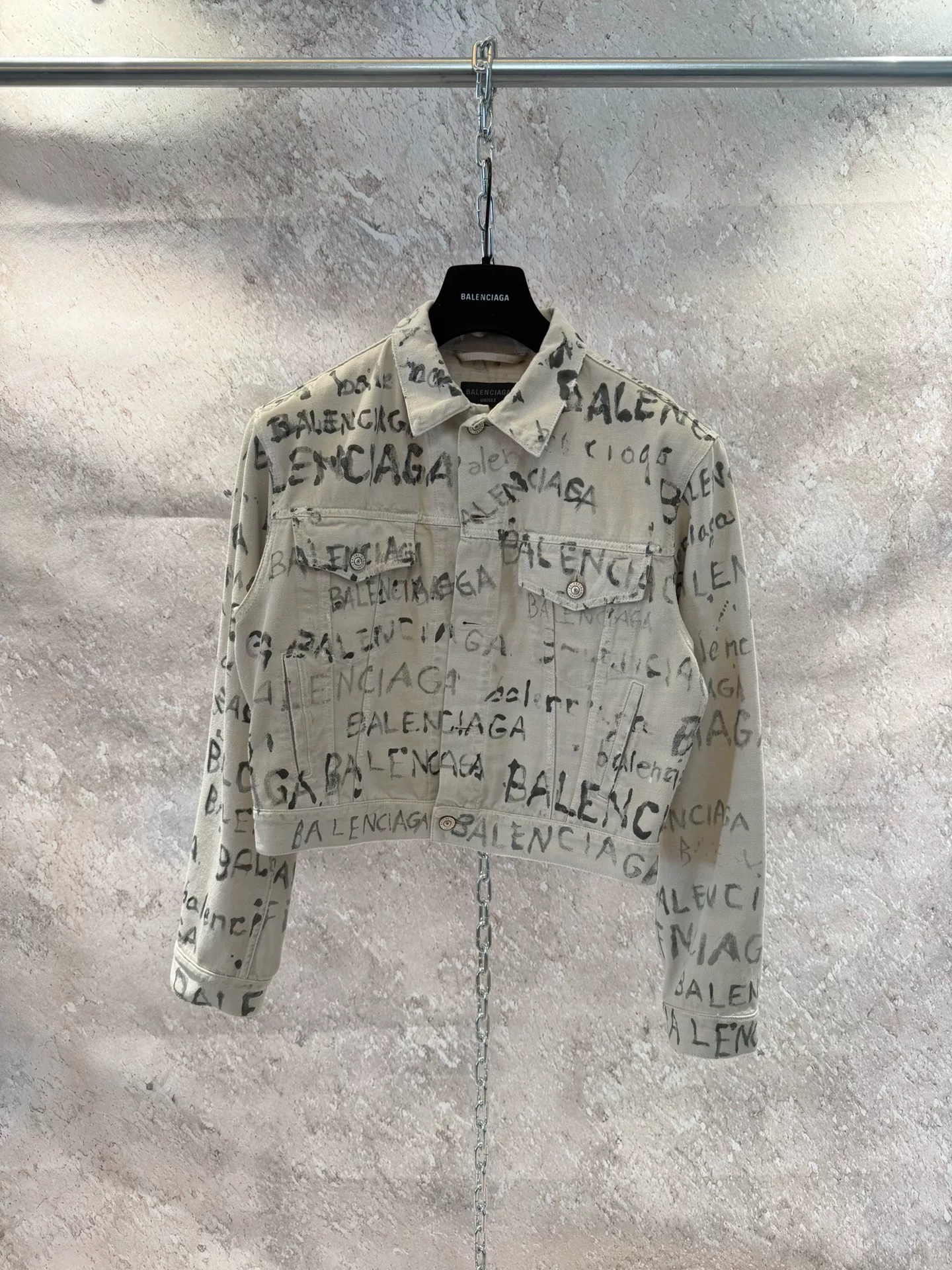Balenciaga Graffiti Logo Denim Jacket