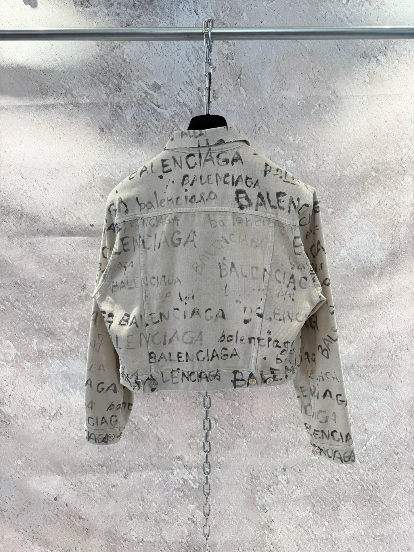 Balenciaga Graffiti Logo Denim Jacket — detail