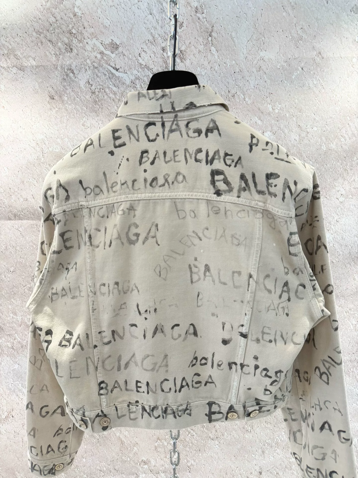 Balenciaga Graffiti Logo Denim Jacket — back