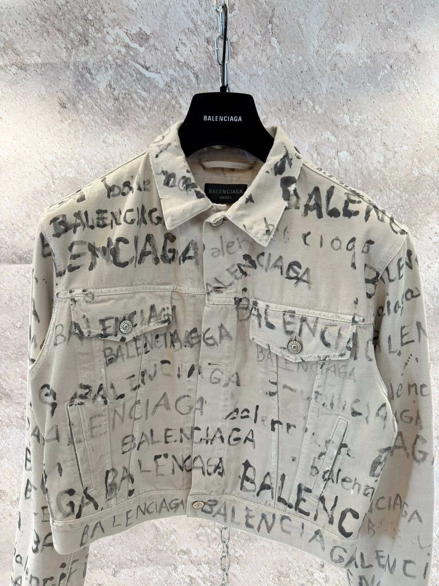 Balenciaga Graffiti Logo Denim Jacket — front