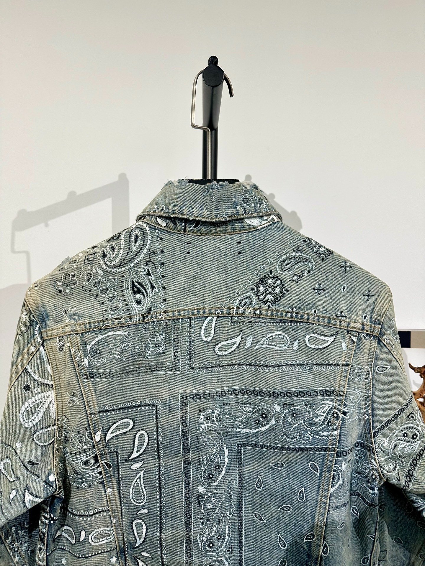 Amiri Paisley Distressed Denim Jacket — back