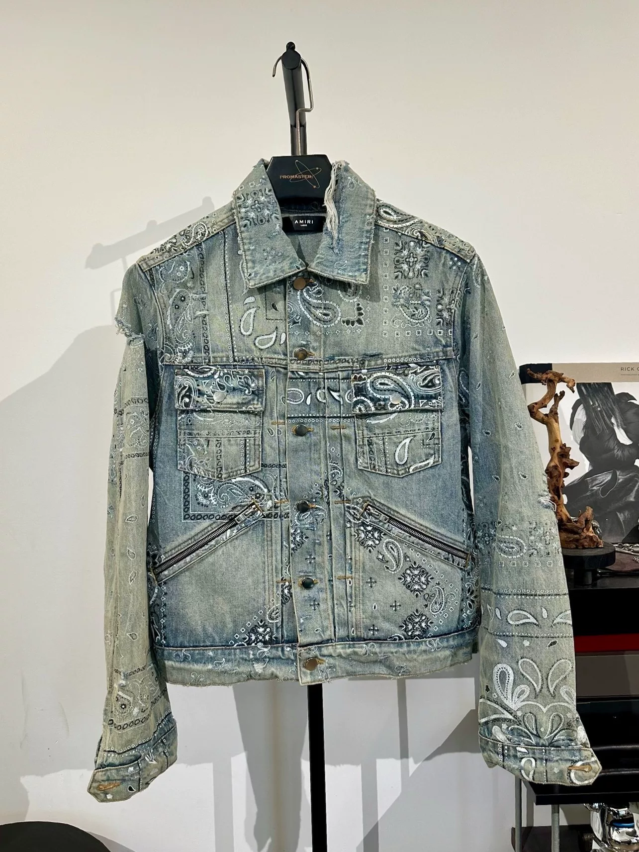 Amiri Paisley Distressed Denim Jacket