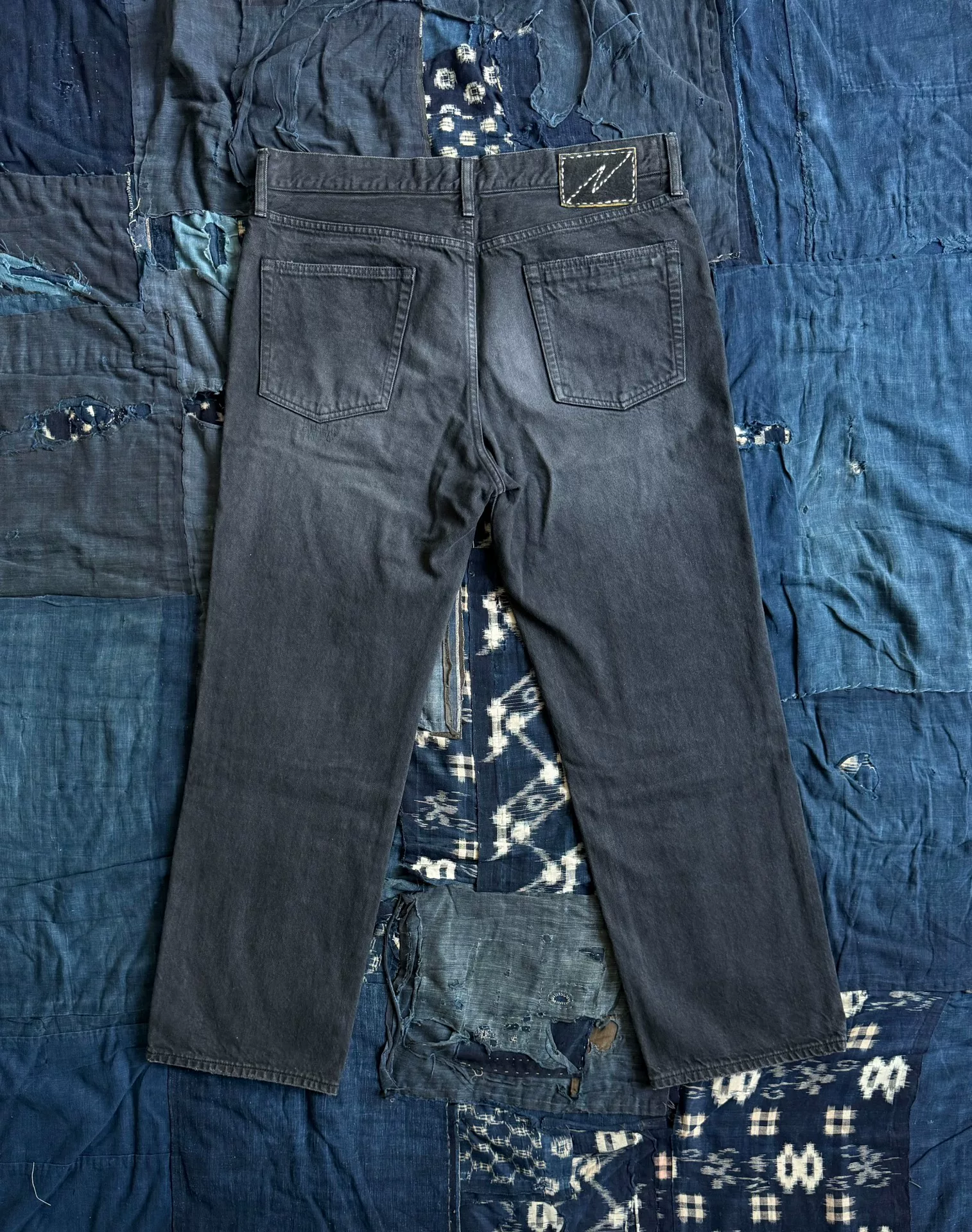 VISVIM Social Sculpture 10 Black Damaged Jeans — front