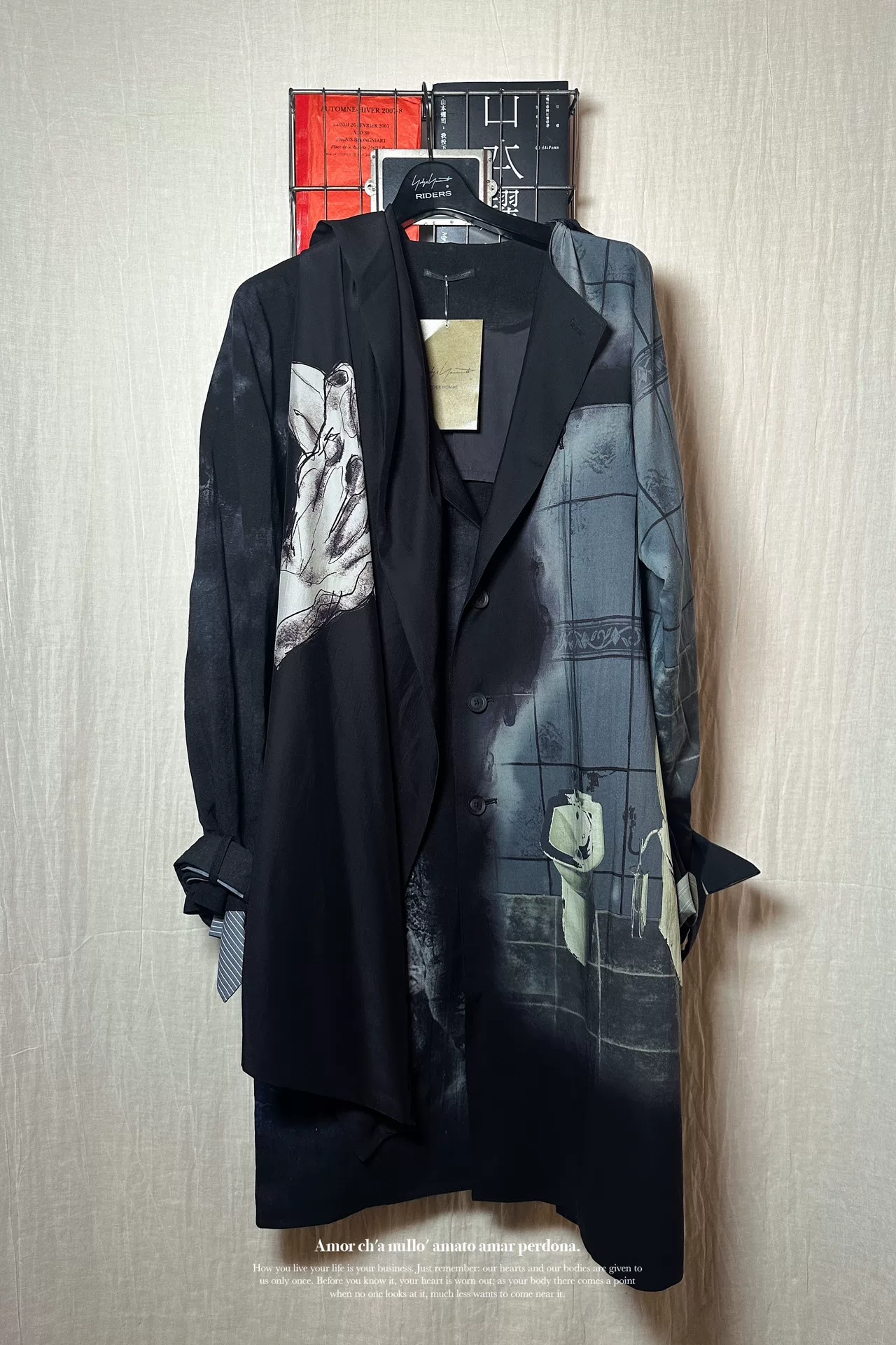 Yohji Yamamoto 24SS Silk Shawl Coat — label