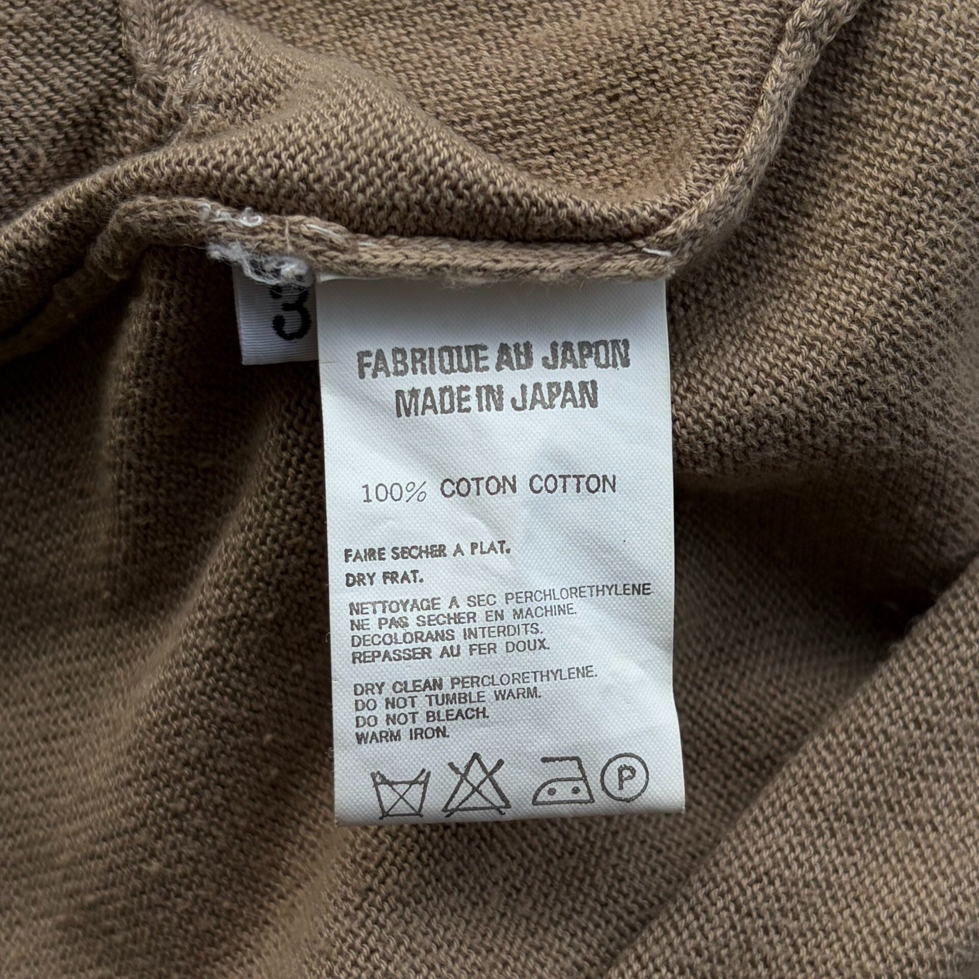 Yohji Yamamoto 05SS Camel Zip Cardigan — label