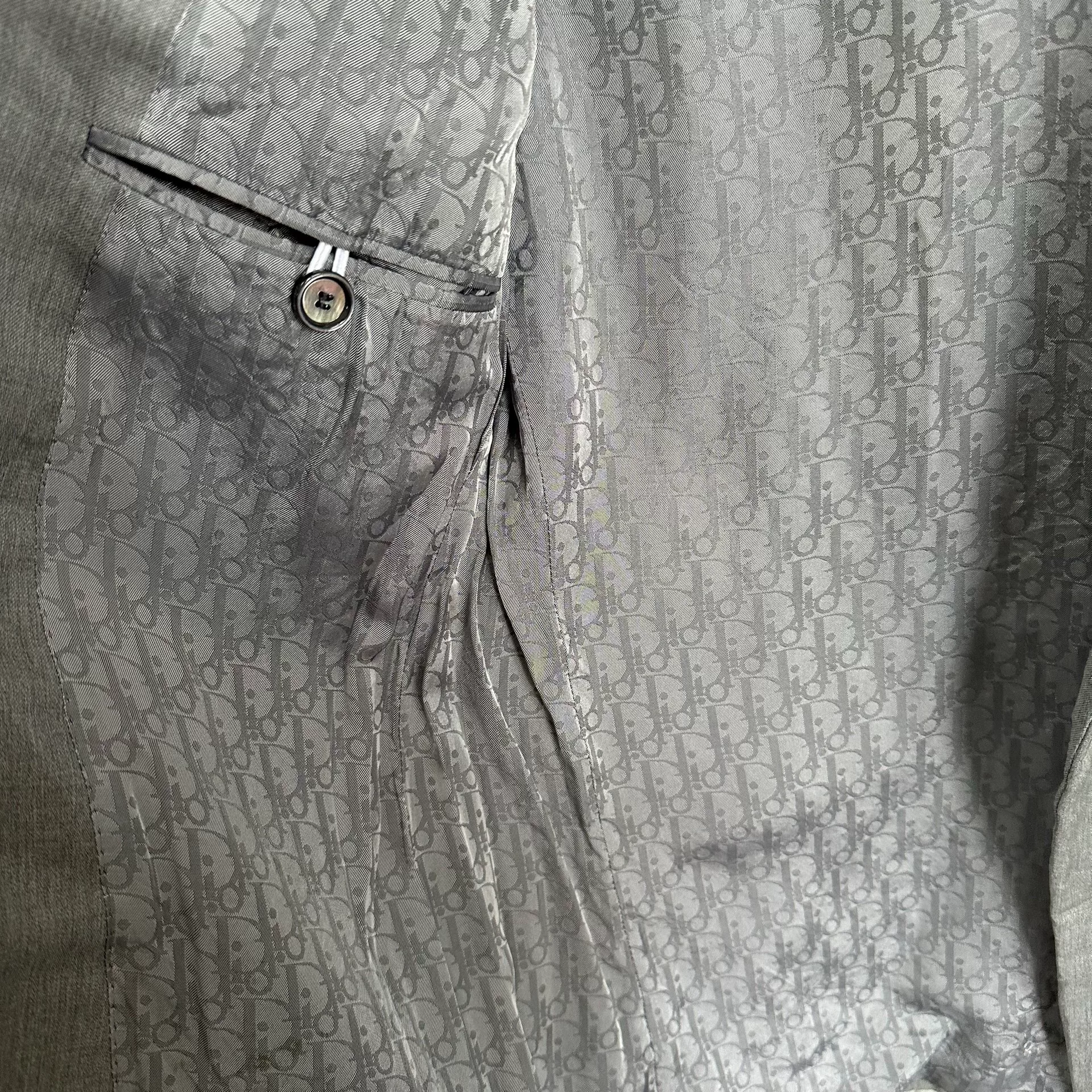Dior Light Gray Wool Logo Lining Suit — back