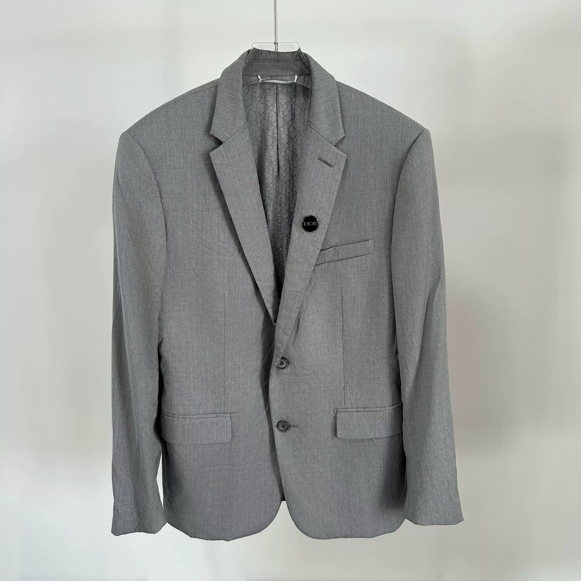 Dior Light Gray Wool Logo Lining Suit