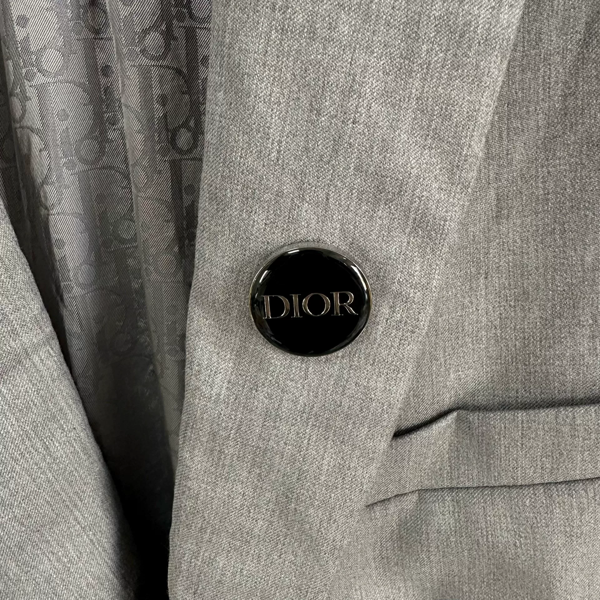 Dior Light Gray Wool Logo Lining Suit — front