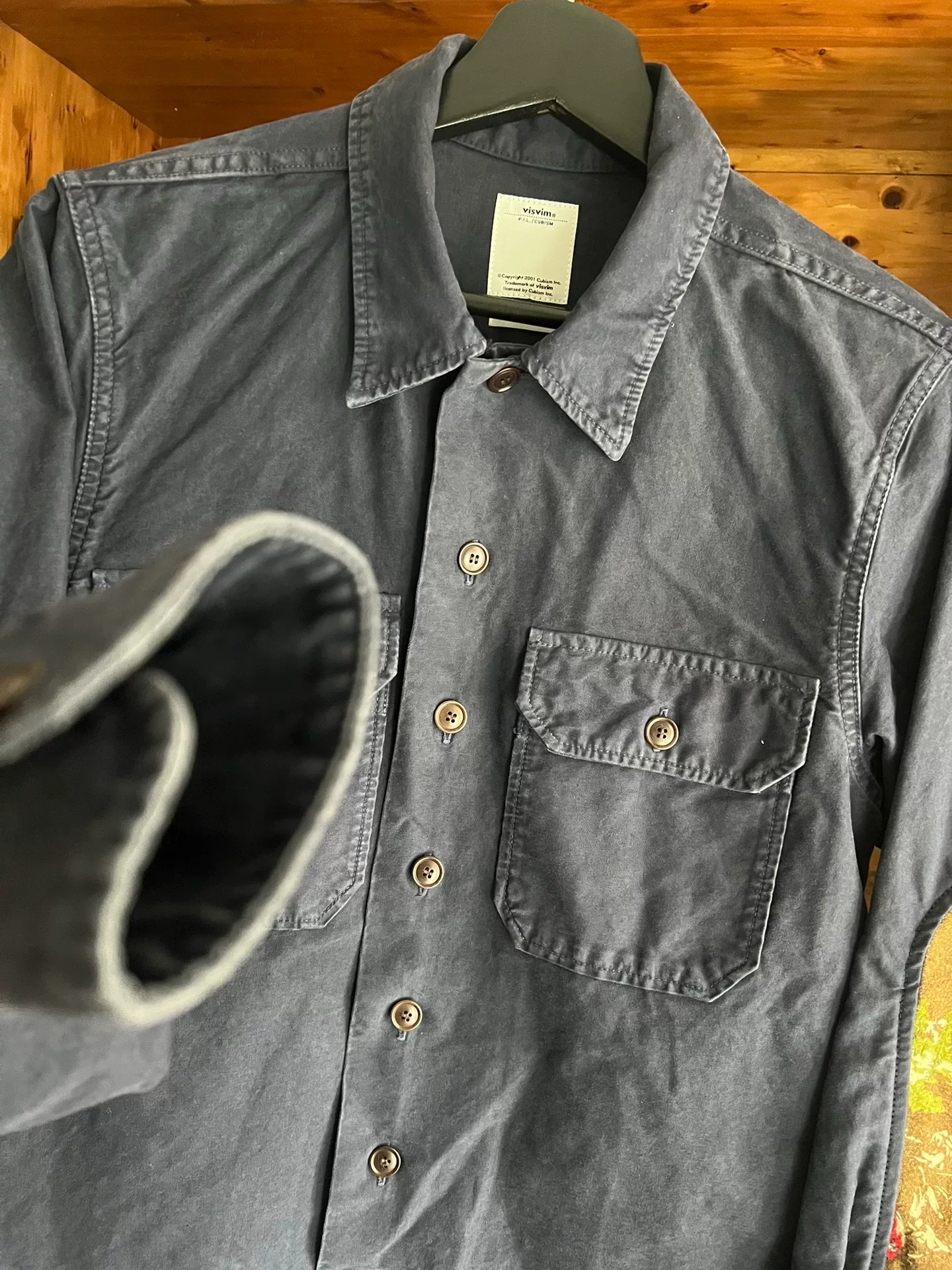 visvim 2016 Indigo Drop Shoulder Work Shirt — label