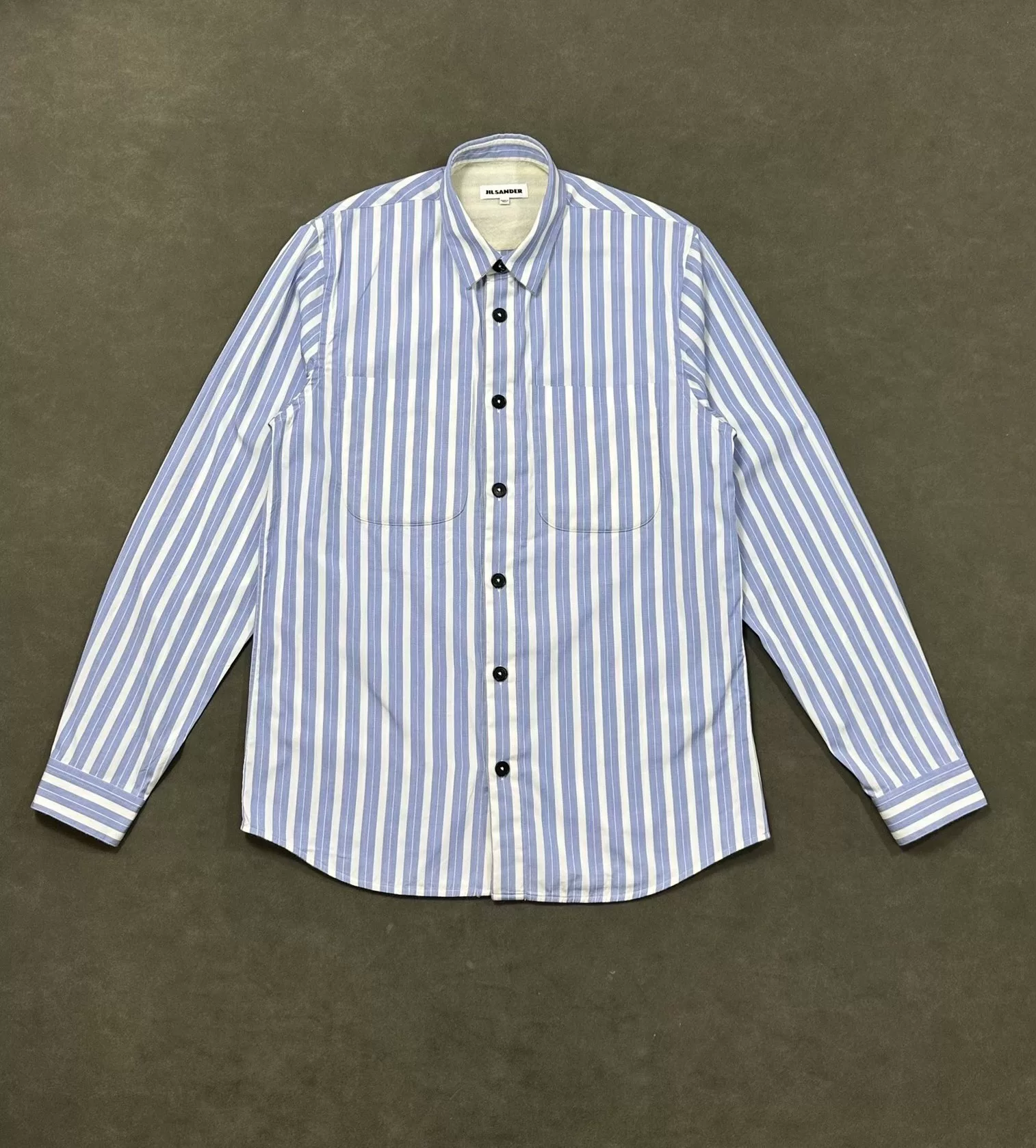 Jil Sander Blue Vertical Stripe Shirt