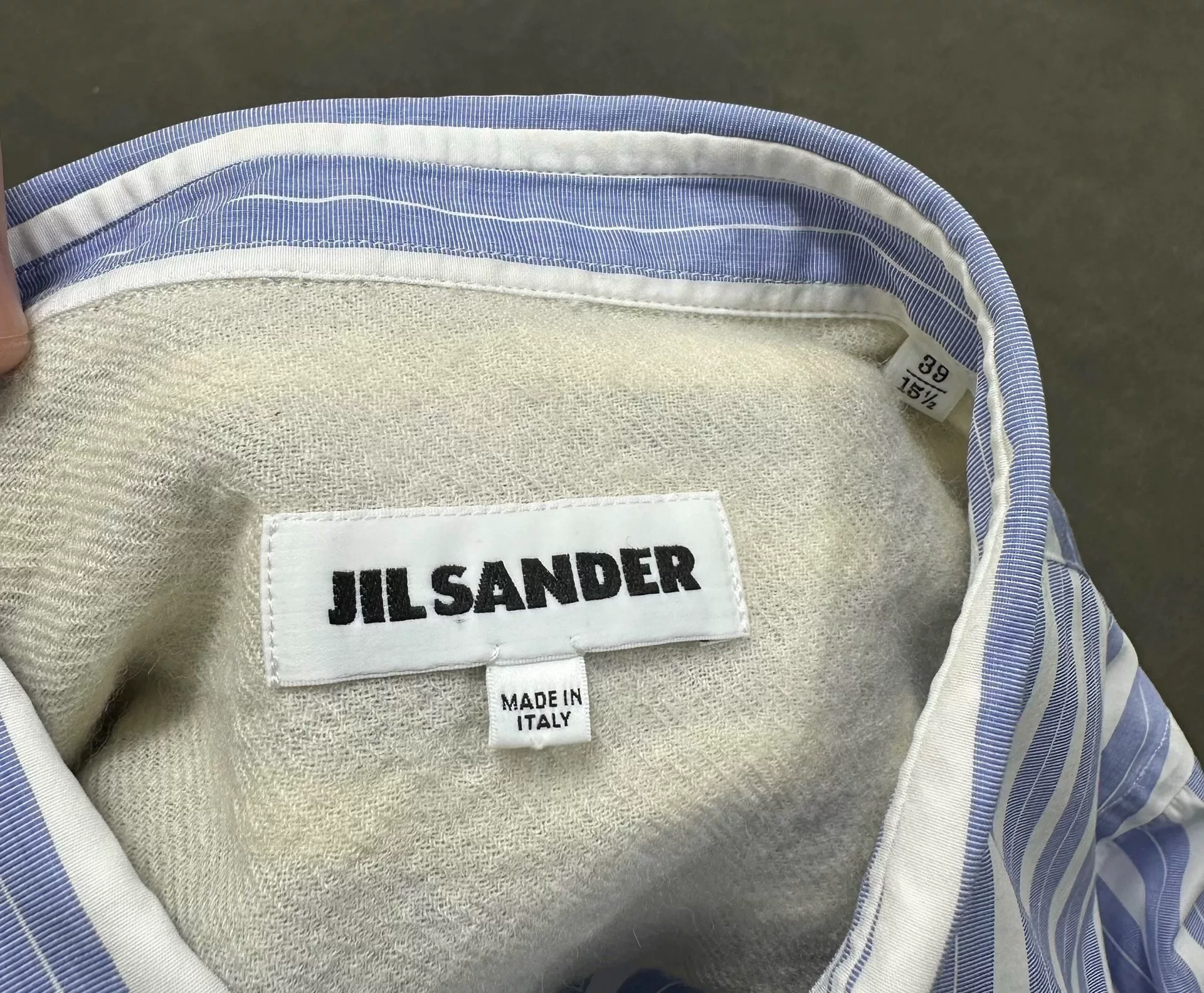 Jil Sander Blue Vertical Stripe Shirt — back
