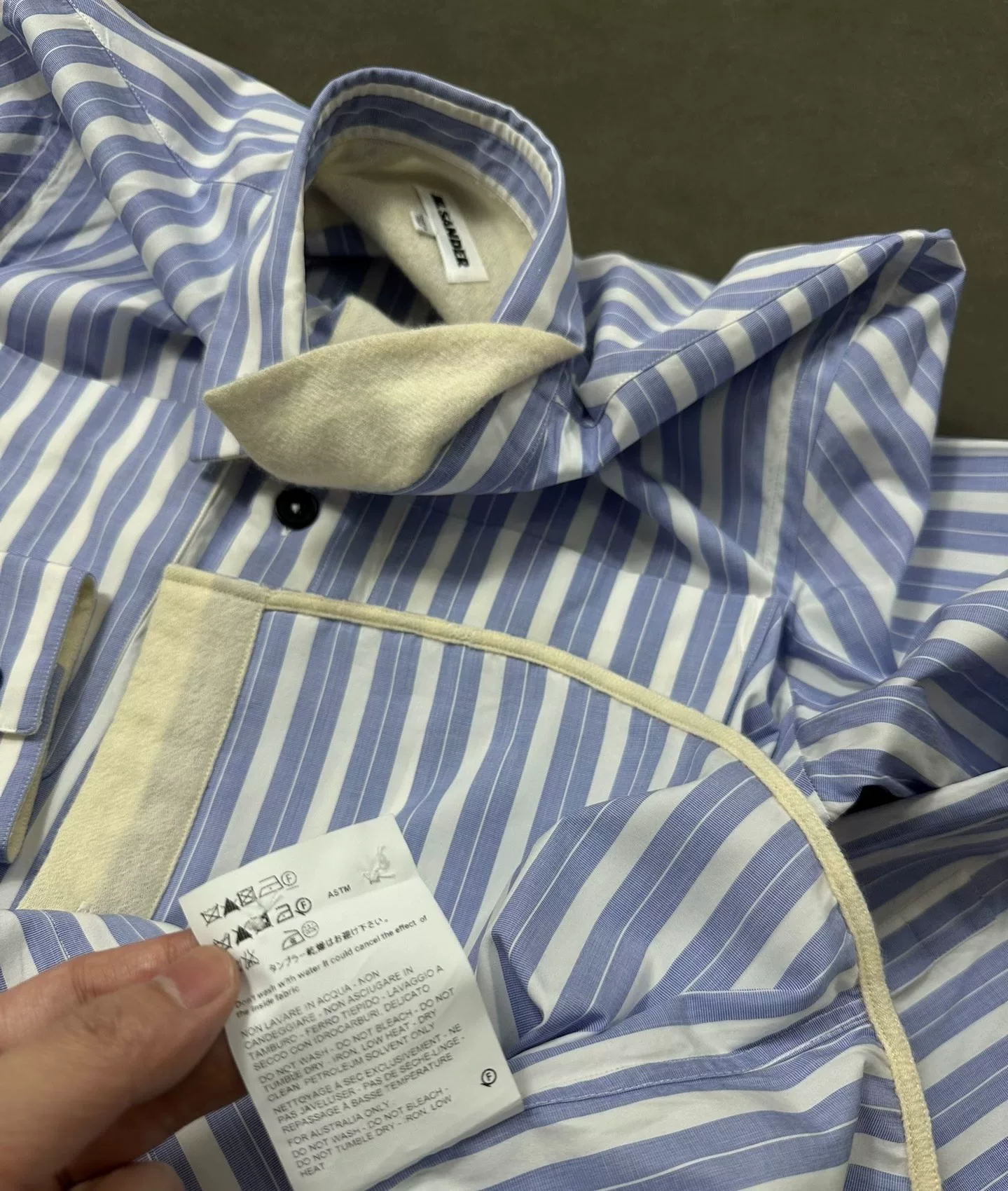 Jil Sander Blue Vertical Stripe Shirt — detail