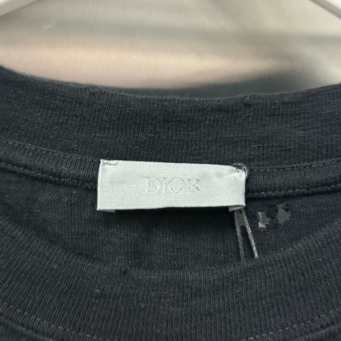 Dior Distressed Slogan Short-Sleeve T-Shirt — label