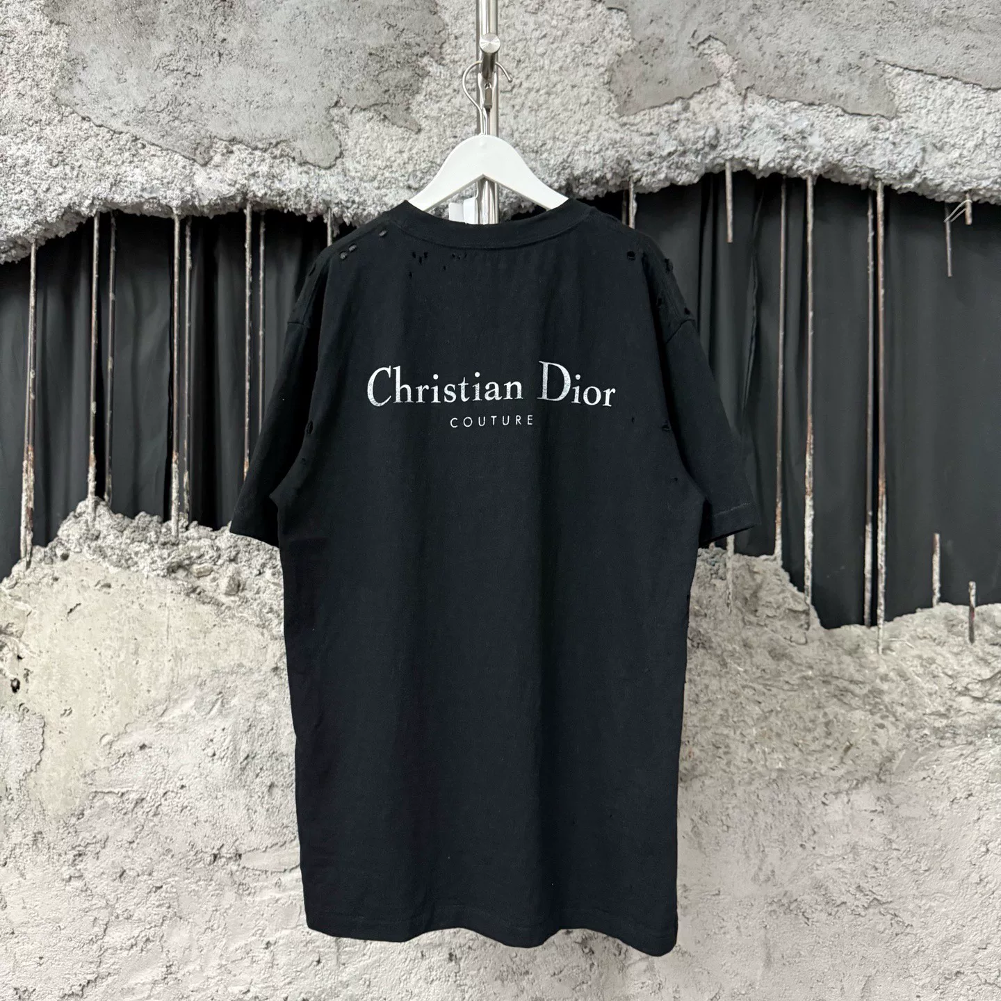 Dior Distressed Slogan Short-Sleeve T-Shirt — front
