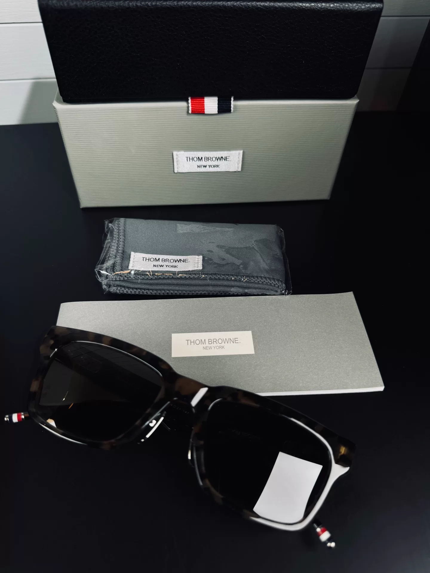 Thom Browne TBS-418 Gray Tortoiseshell Sunglasses — label