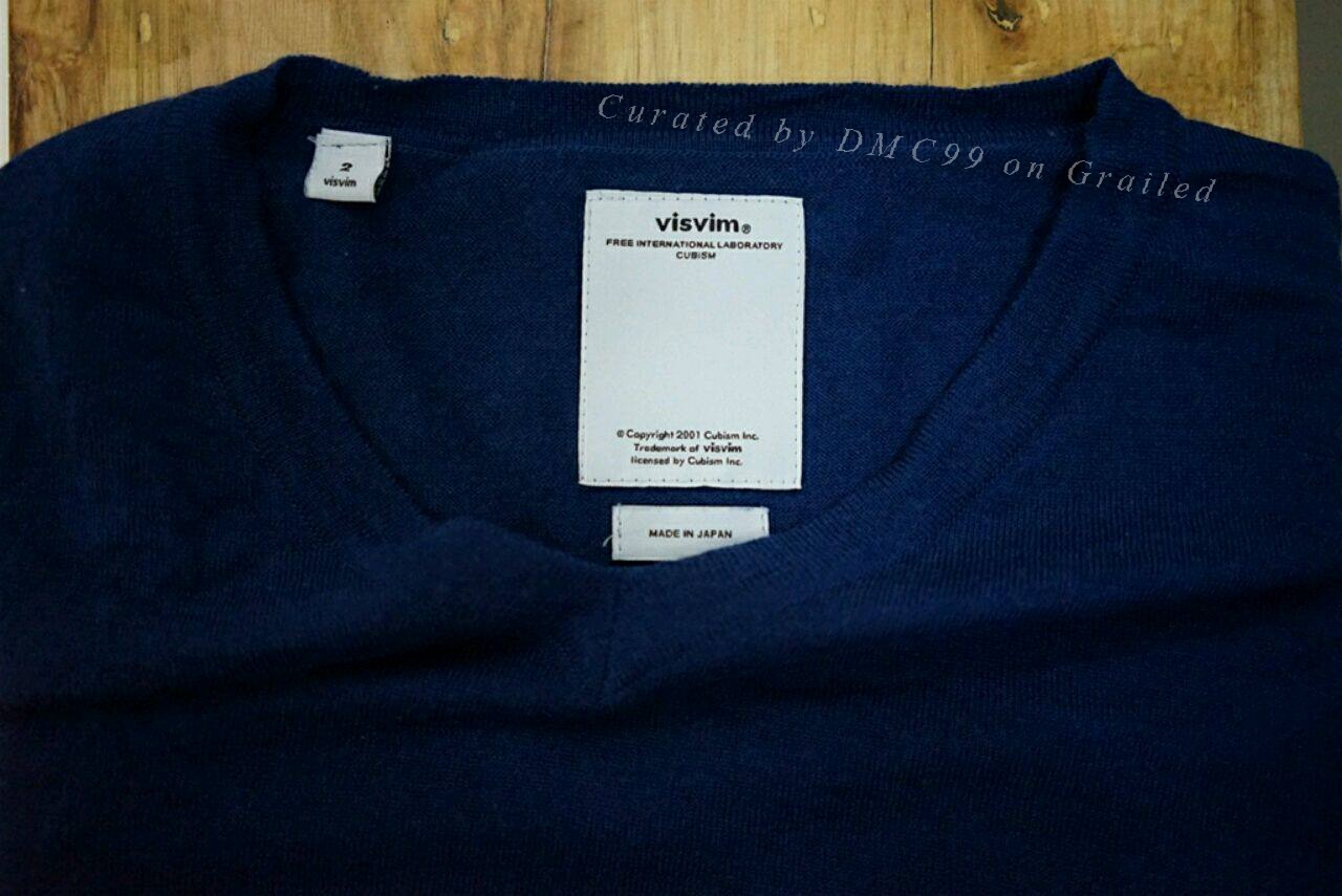visvim selmer v-neck indigo sweater — detail
