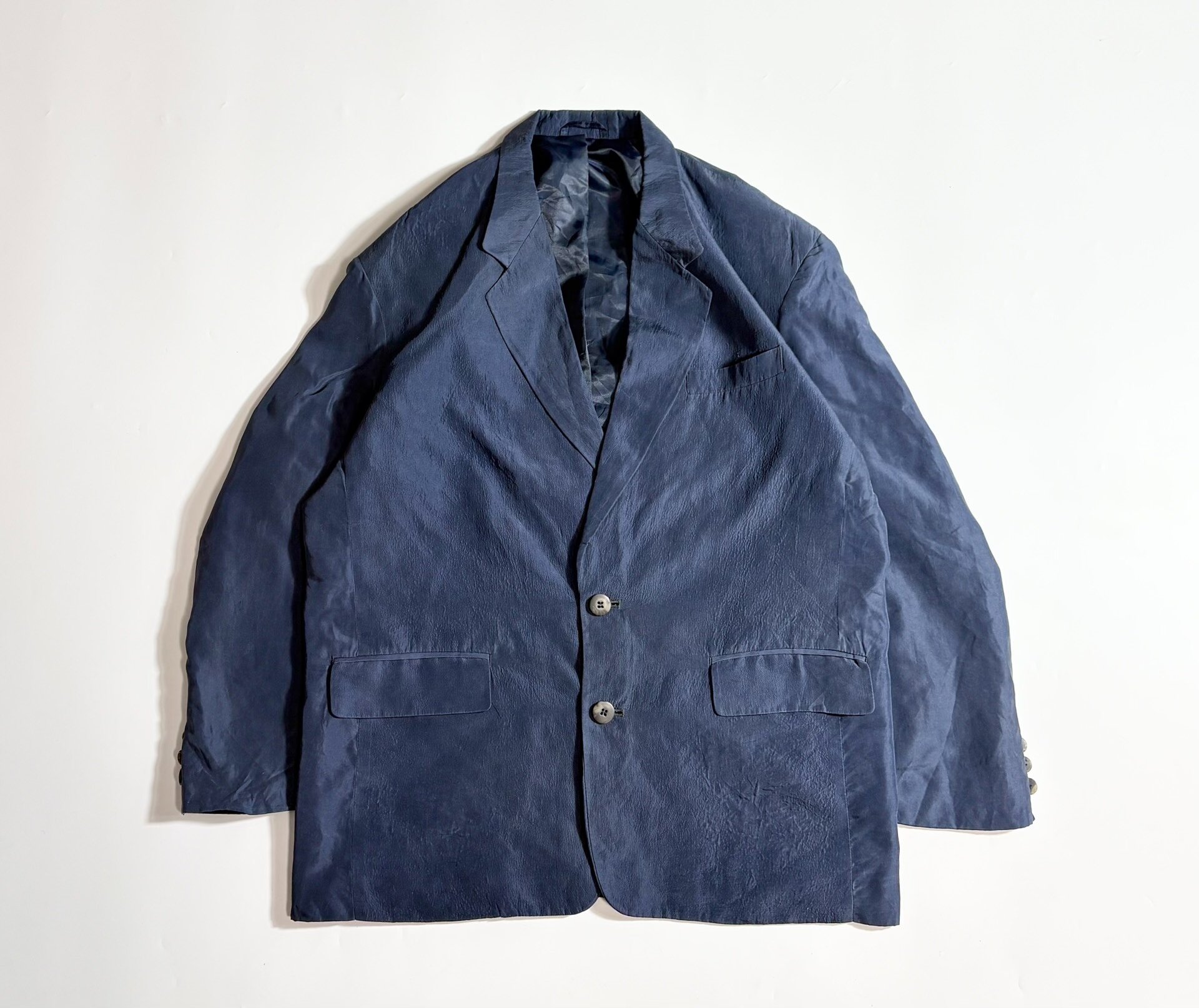 Dark Blue Silk Suit Jacket