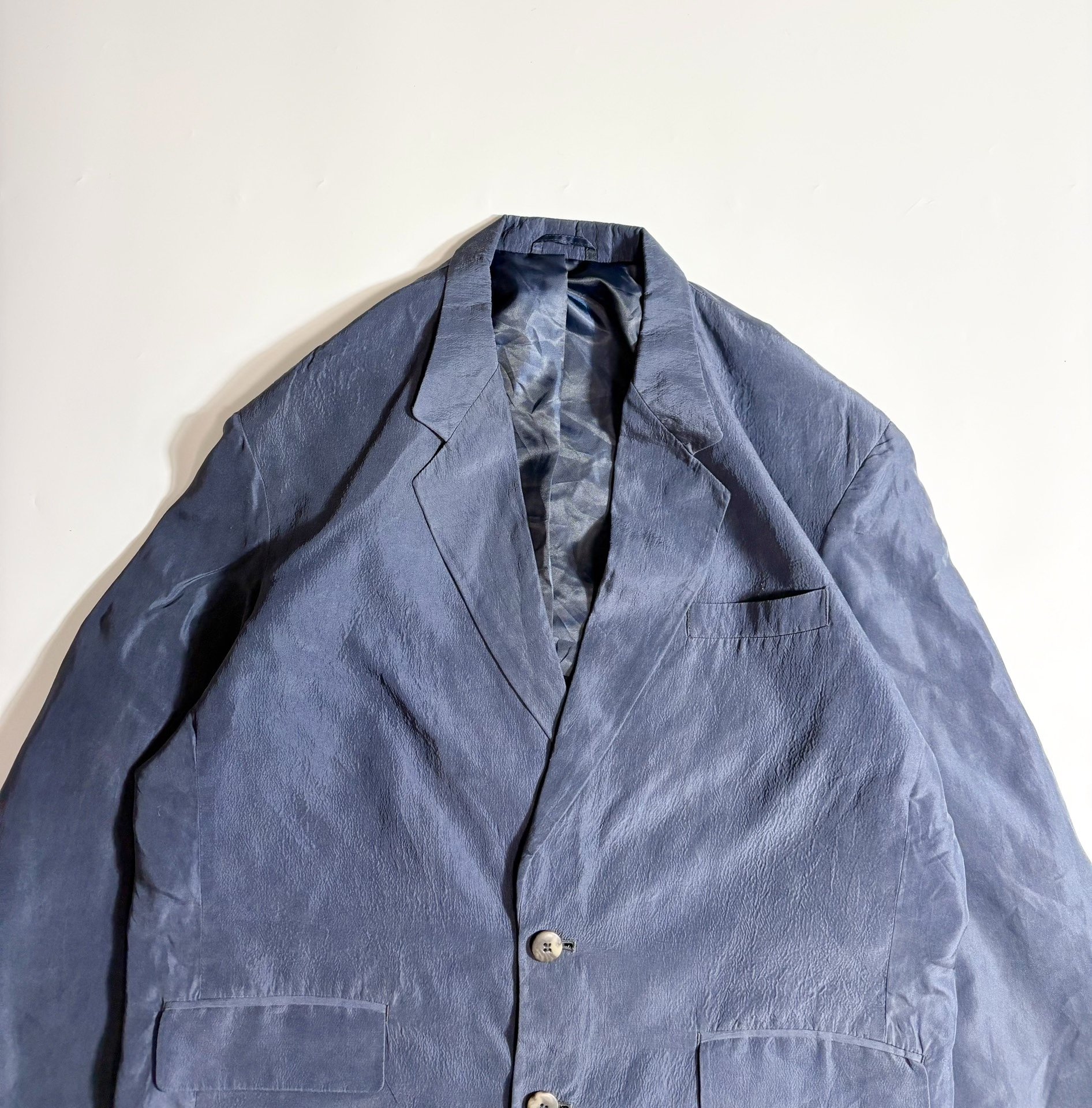 Dark Blue Silk Suit Jacket — front