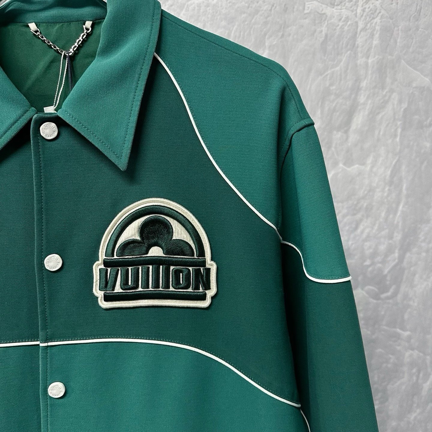 Louis Vuitton Green Embroidered Logo Jacket — detail