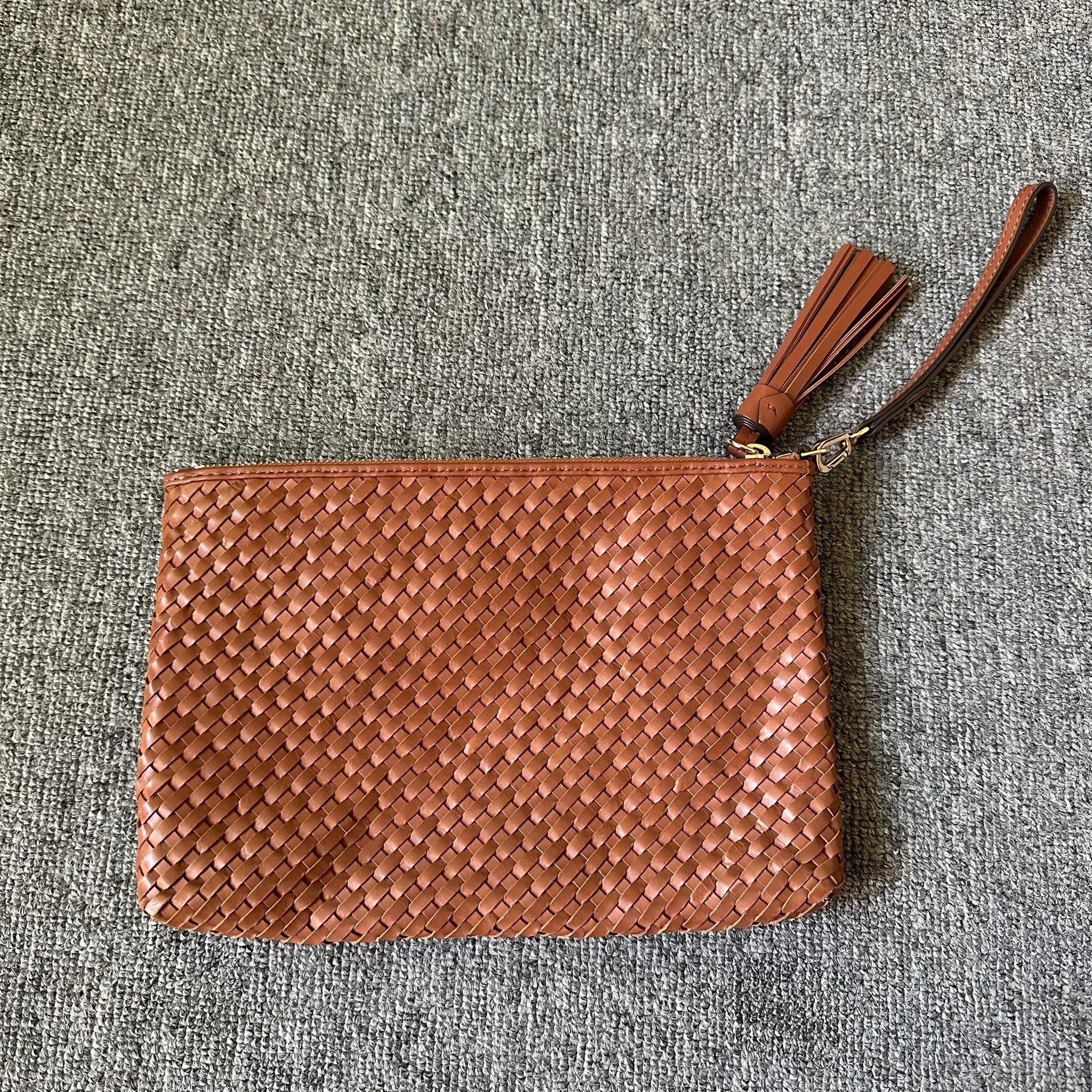 Tory Burch Mini Woven Leather Handbag — back
