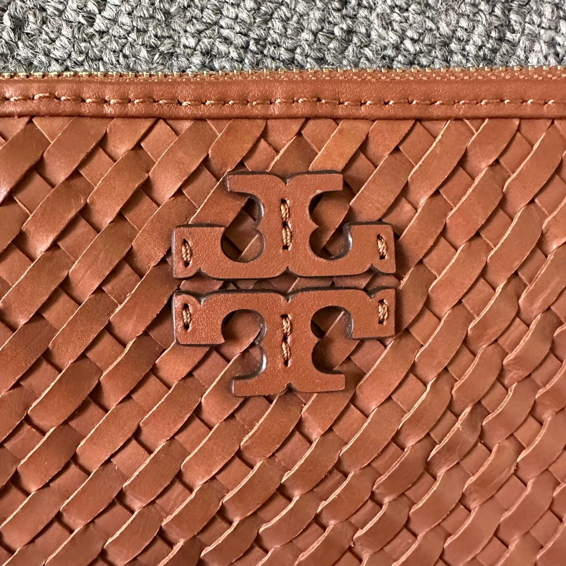 Tory Burch Mini Woven Leather Handbag — detail