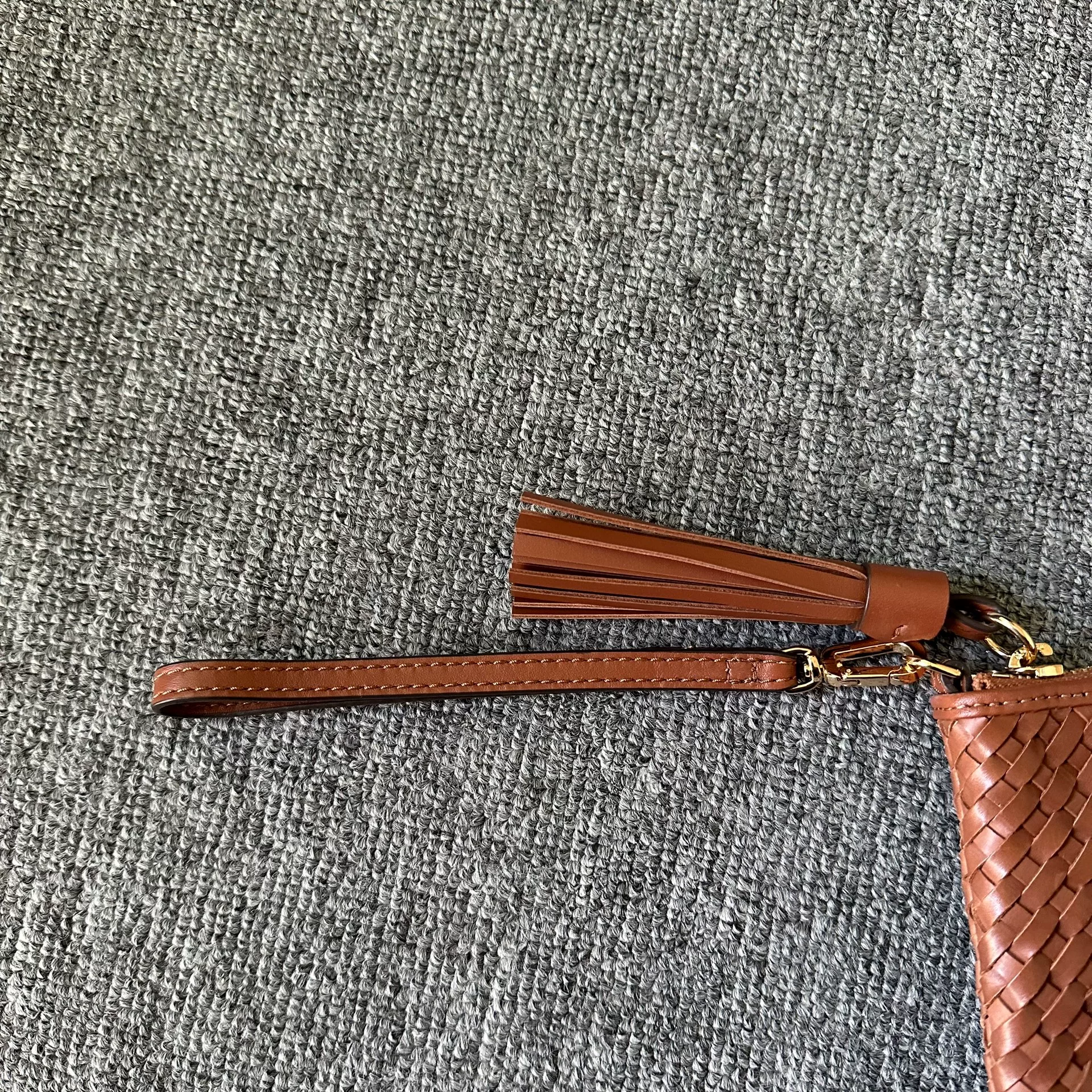 Tory Burch Mini Woven Leather Handbag — front
