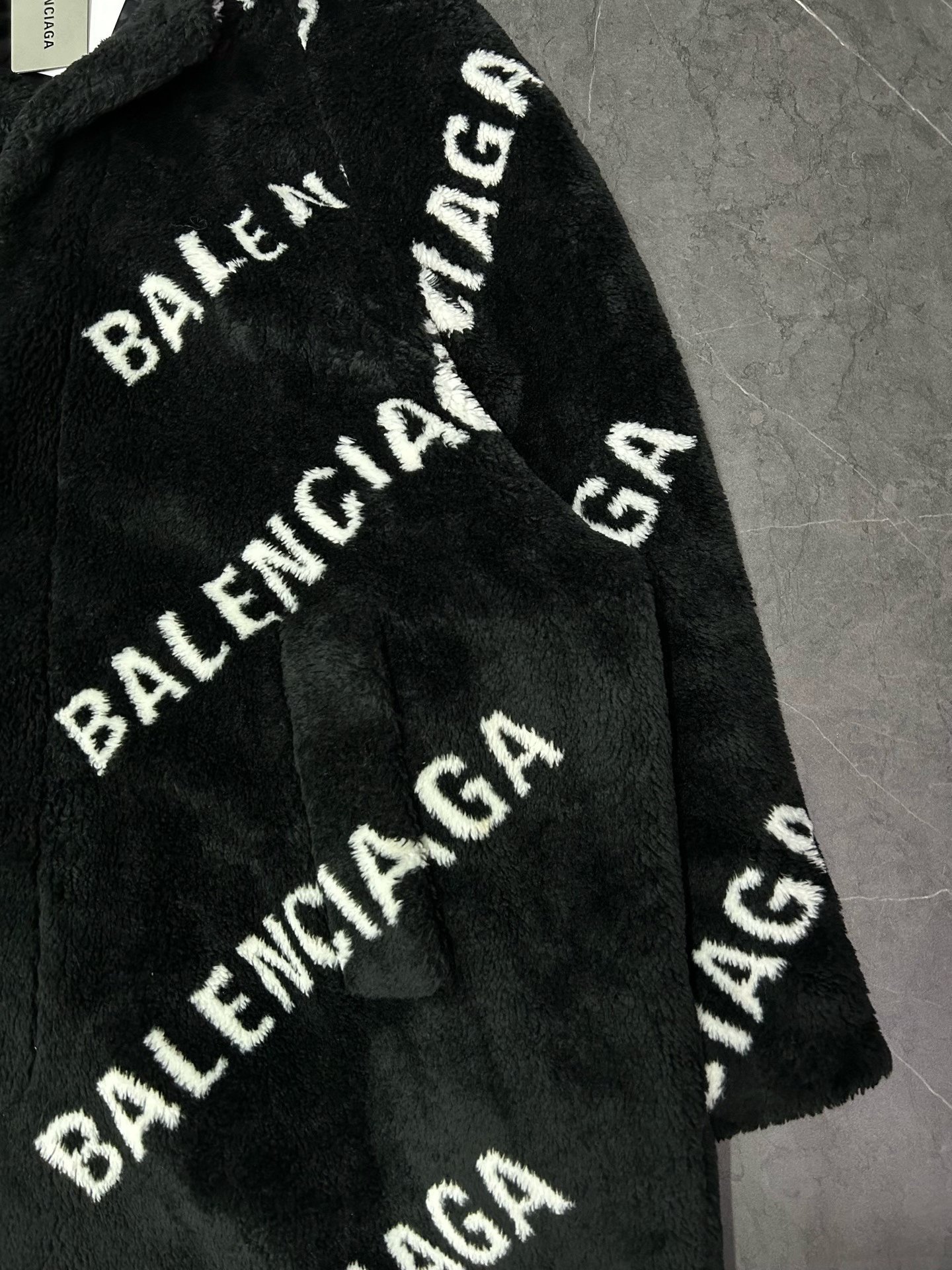 Balenciaga All-Over Logo Teddy Coat — back