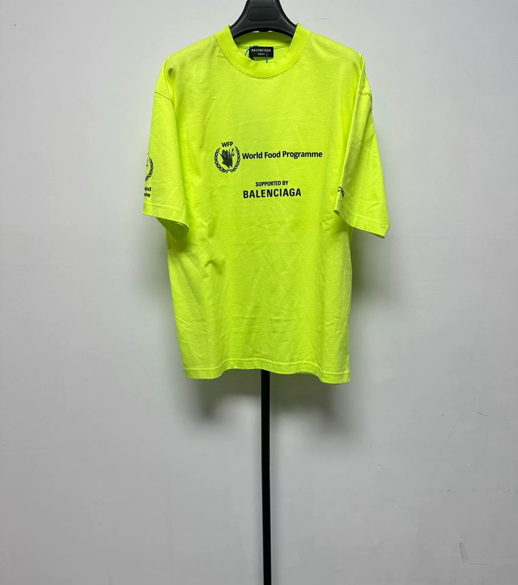 Balenciaga x WFP Neon Yellow Logo T-Shirt