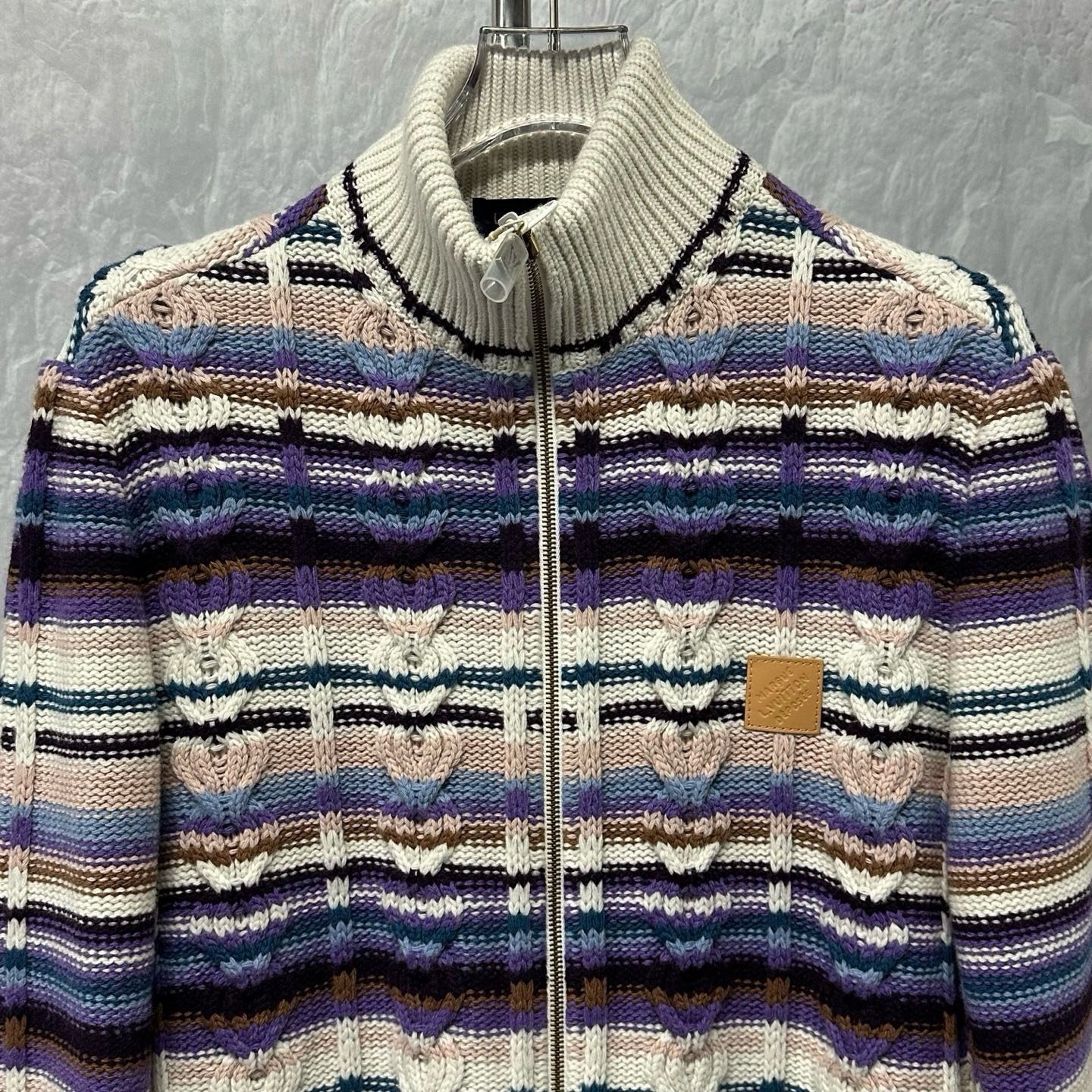 Louis Vuitton Striped Cable-Knit Jacket — front