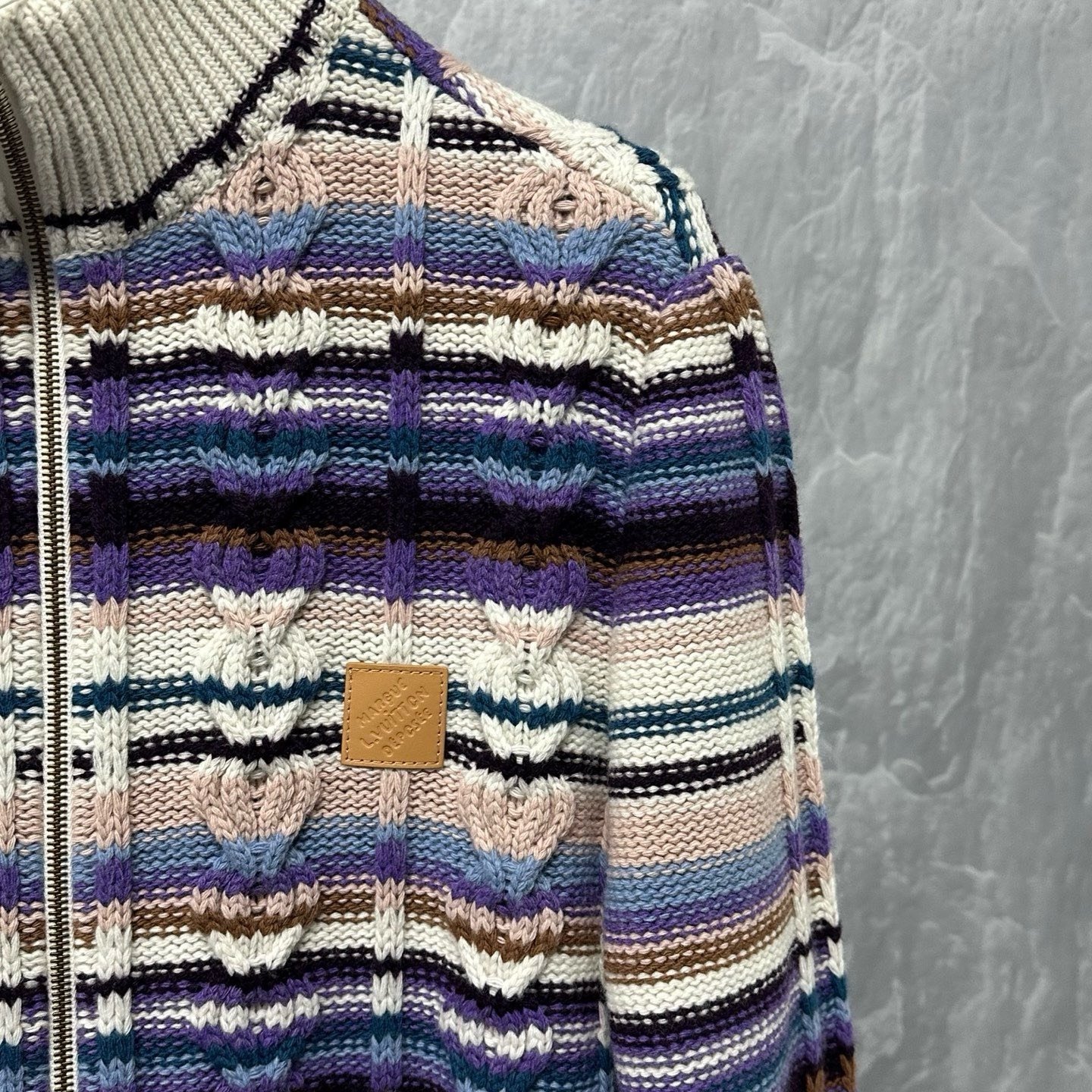 Louis Vuitton Striped Cable-Knit Jacket — detail