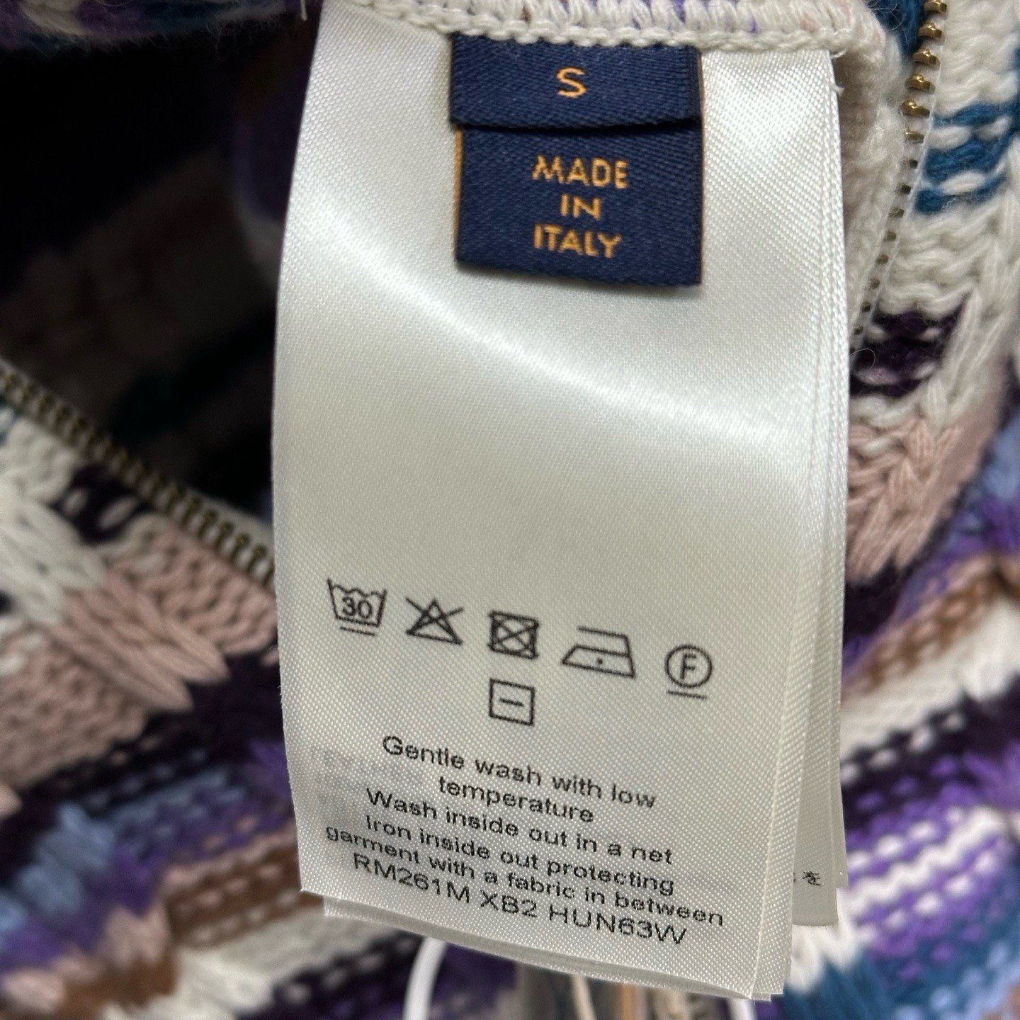 Louis Vuitton Striped Cable-Knit Jacket — label