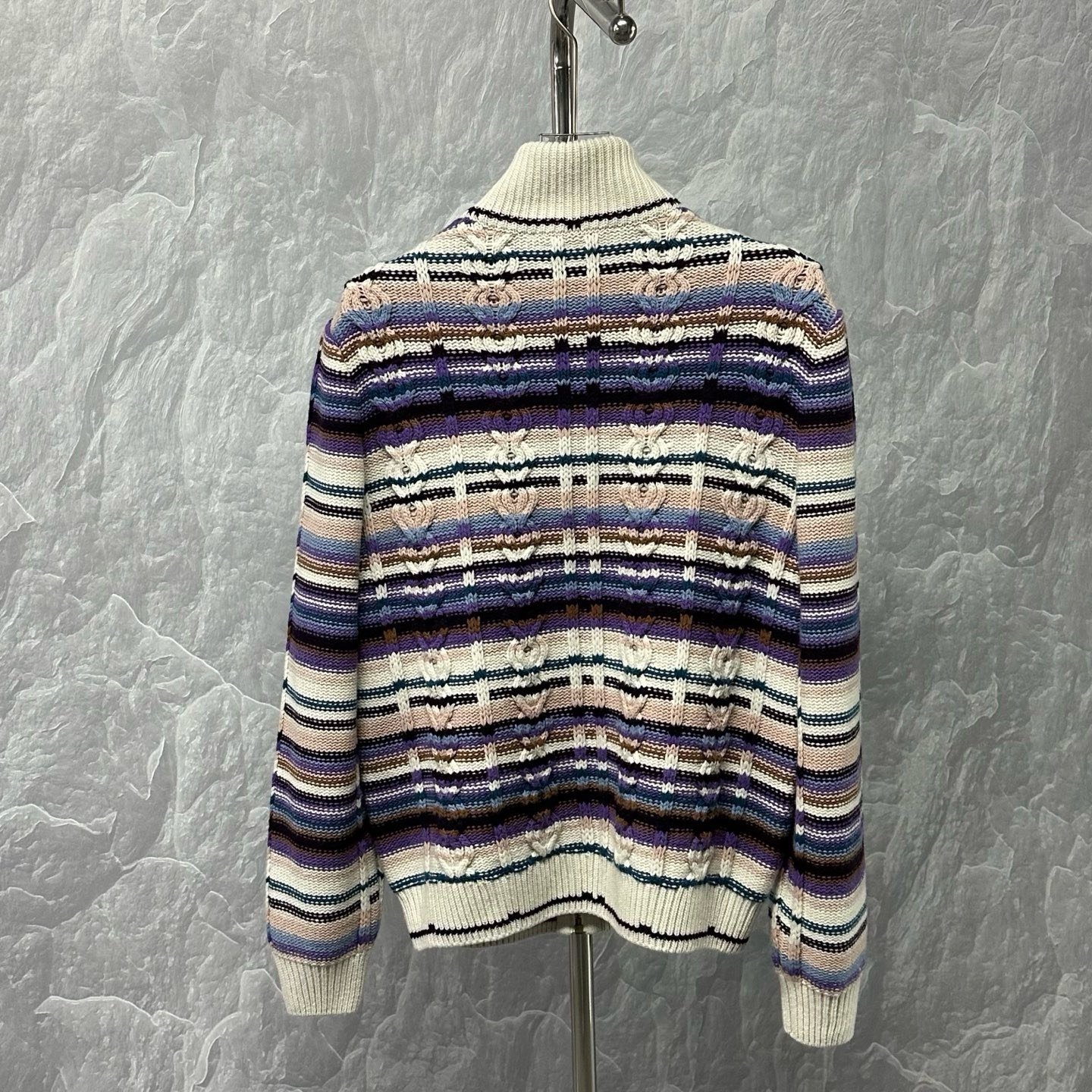 Louis Vuitton Striped Cable-Knit Jacket — back