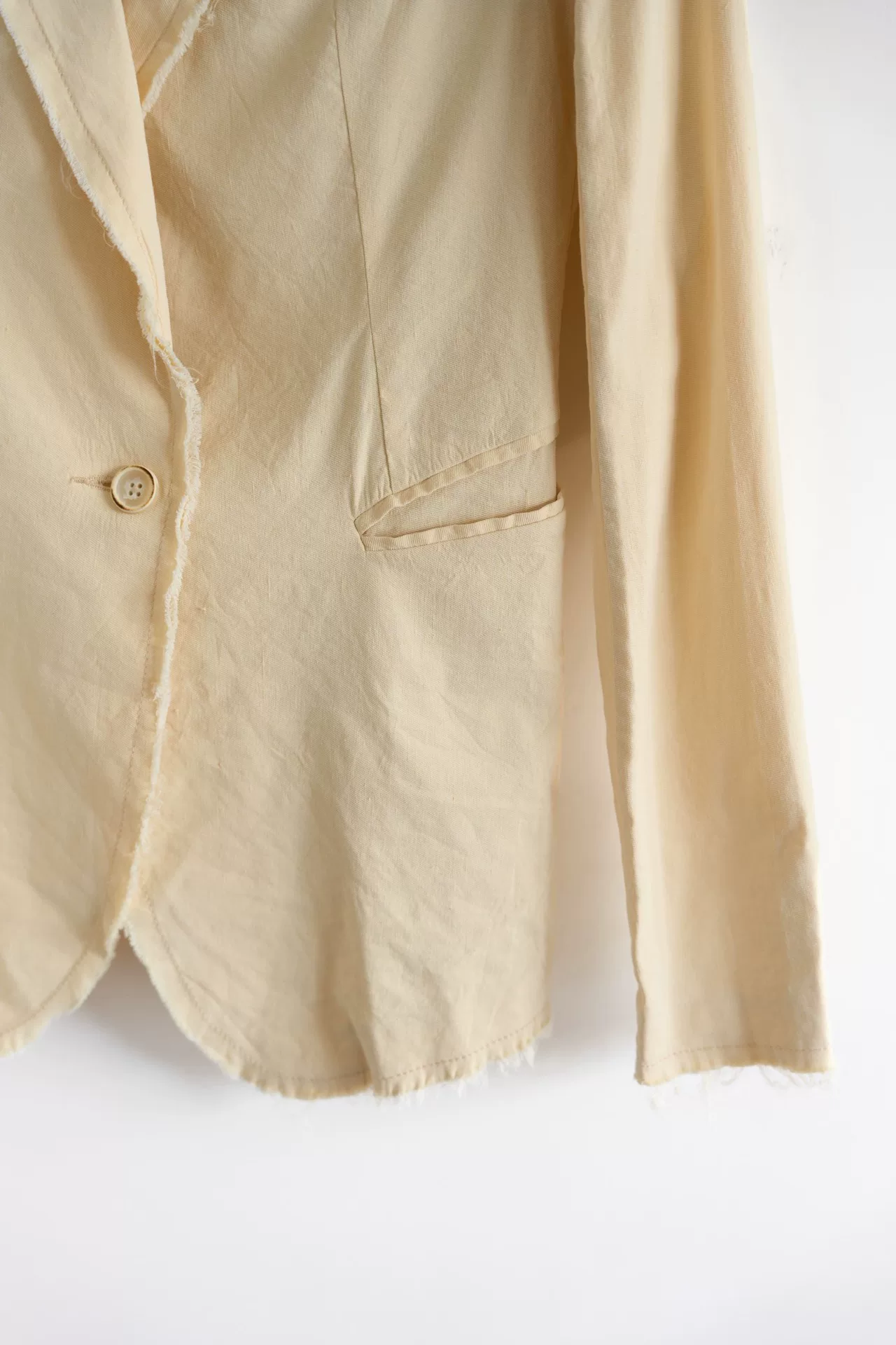 Uma Wang Beige Frayed Edge Blazer — back