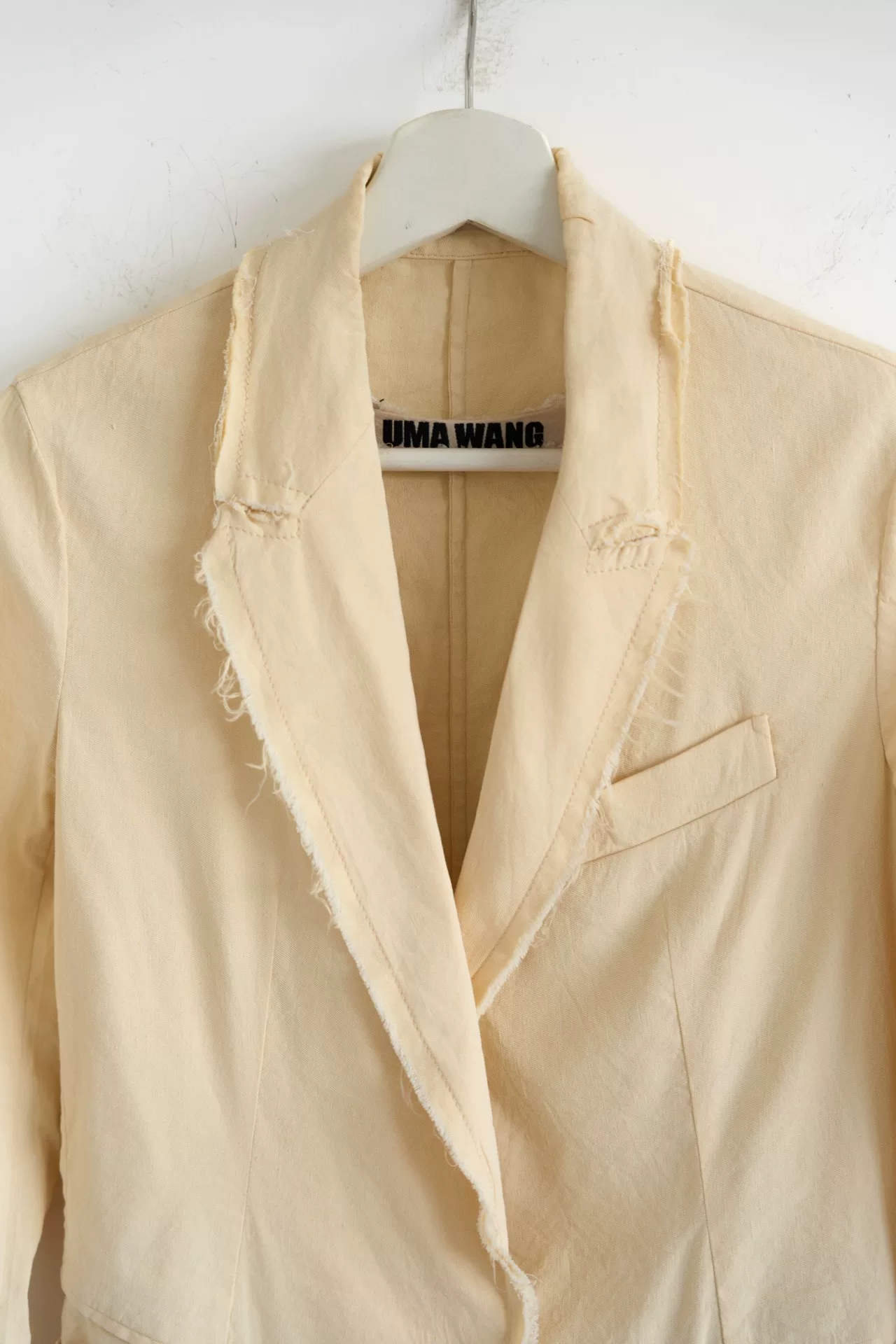 Uma Wang Beige Frayed Edge Blazer — detail