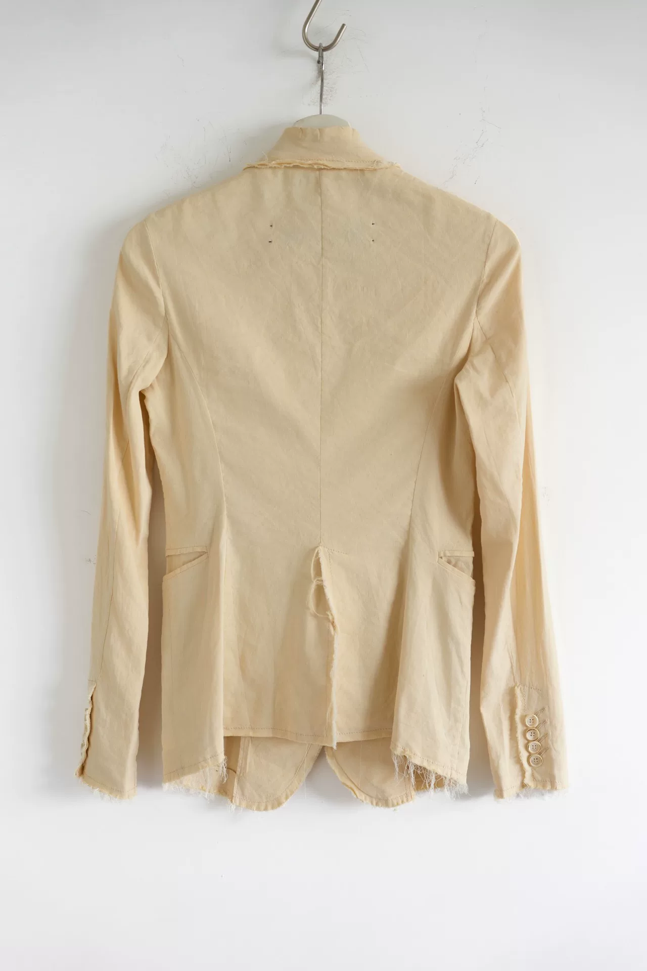 Uma Wang Beige Frayed Edge Blazer — front