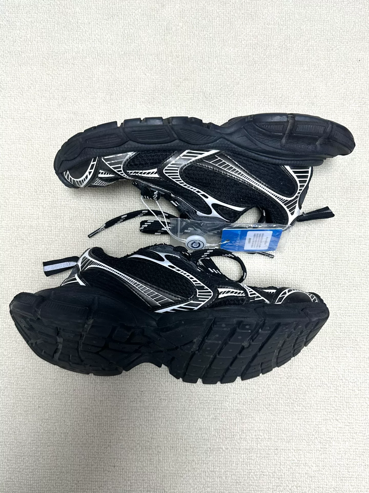 Balenciaga 3XL Distressed Black Low-Top Shoes — label