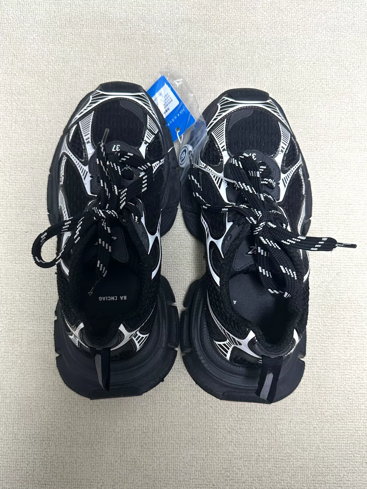 Balenciaga 3XL Distressed Black Low-Top Shoes — detail