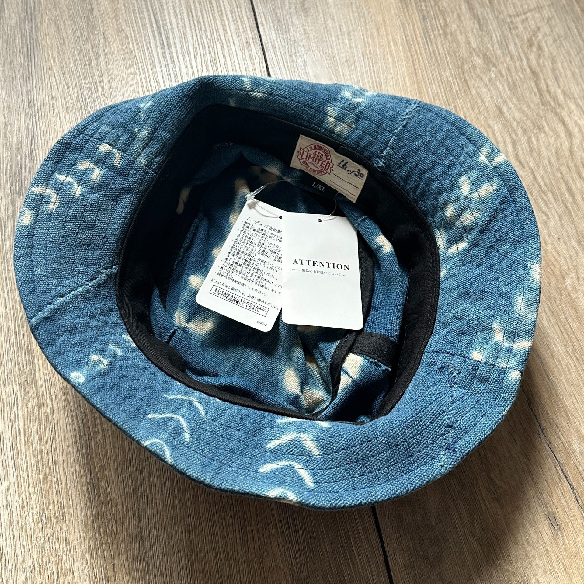 js homestead indigo vintage bucket hat — front