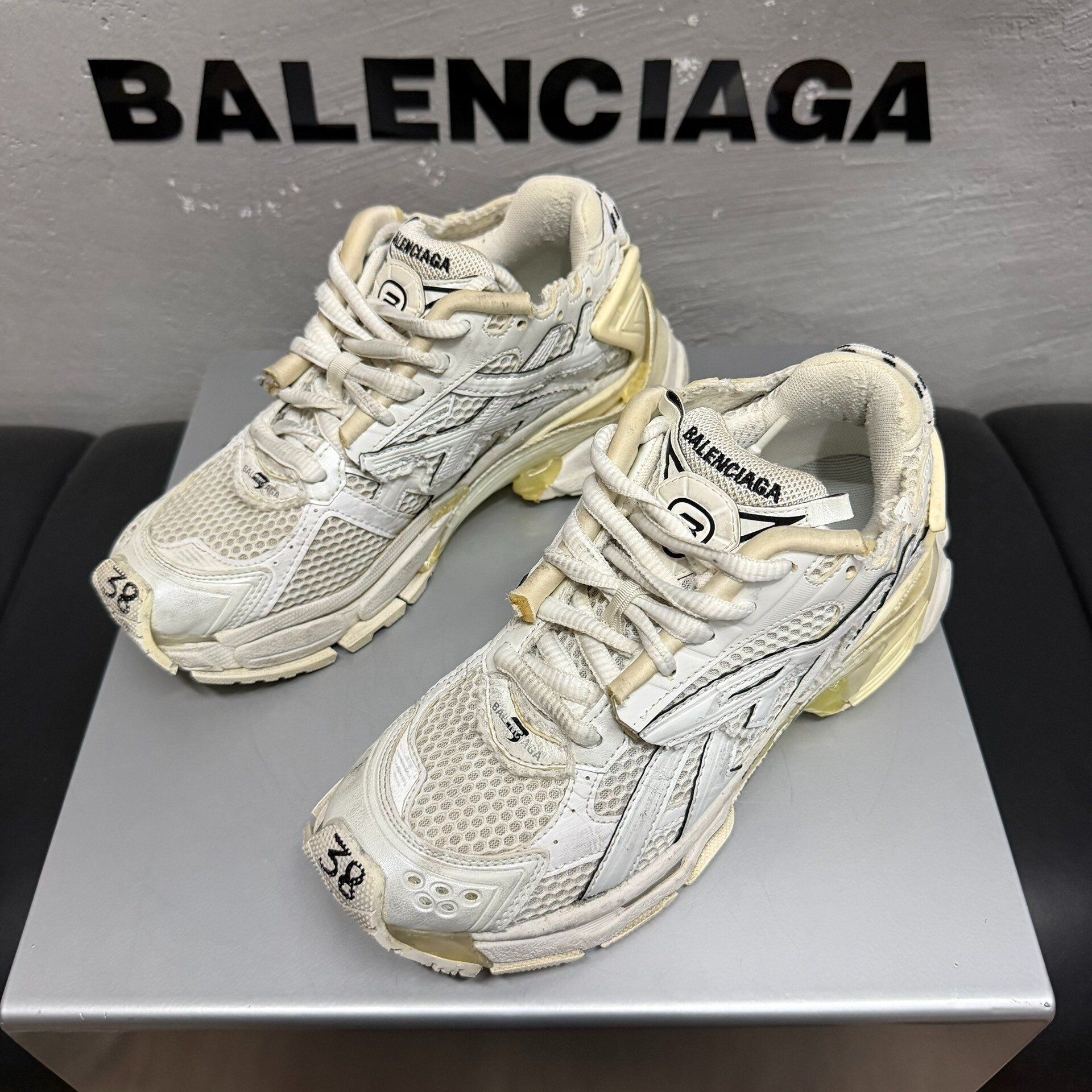 Balenciaga Runner Distressed White Dad Shoes
