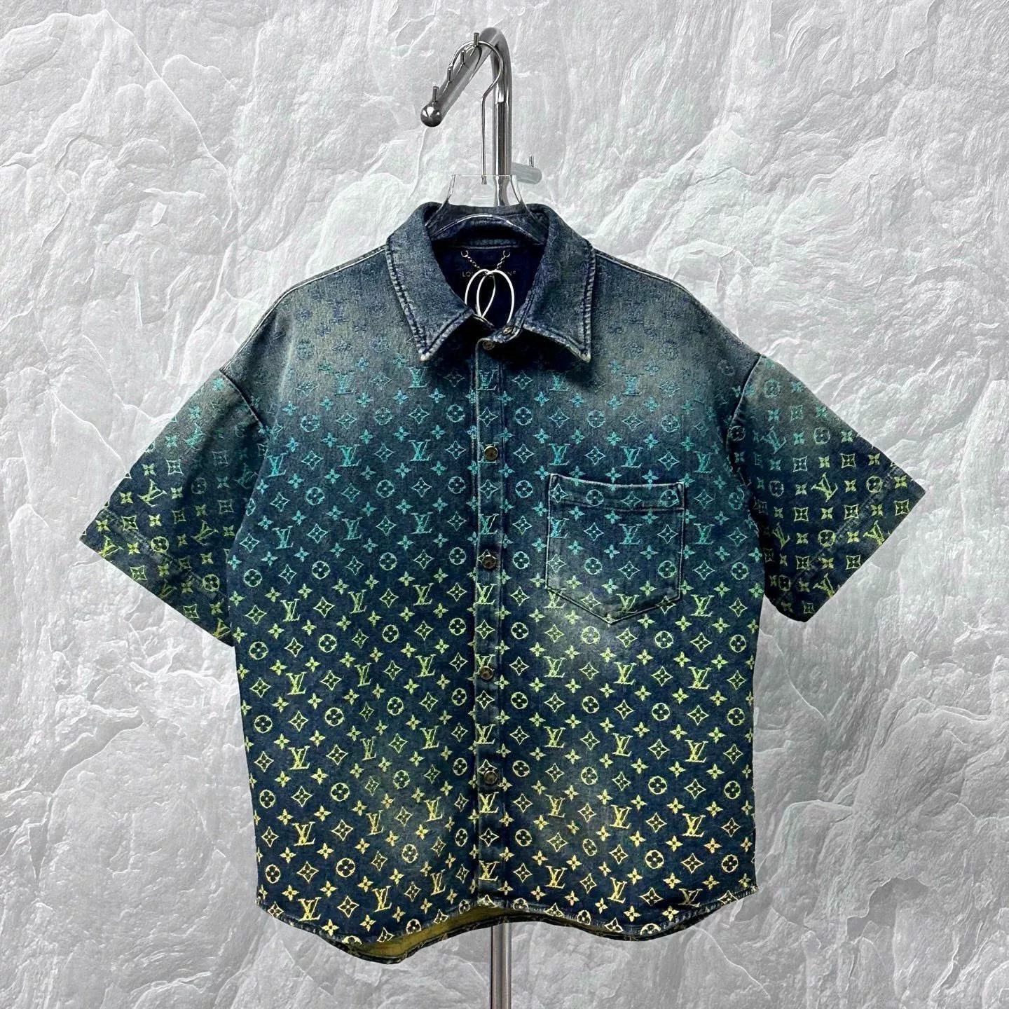 Louis Vuitton Rainbow Gradient Denim Short-Sleeve Shirt