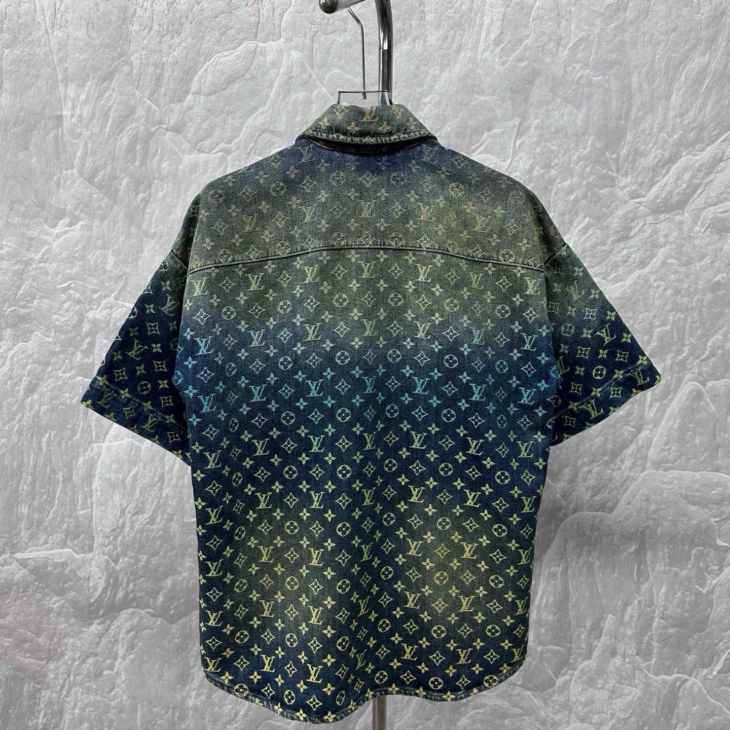 Louis Vuitton Rainbow Gradient Denim Short-Sleeve Shirt — back