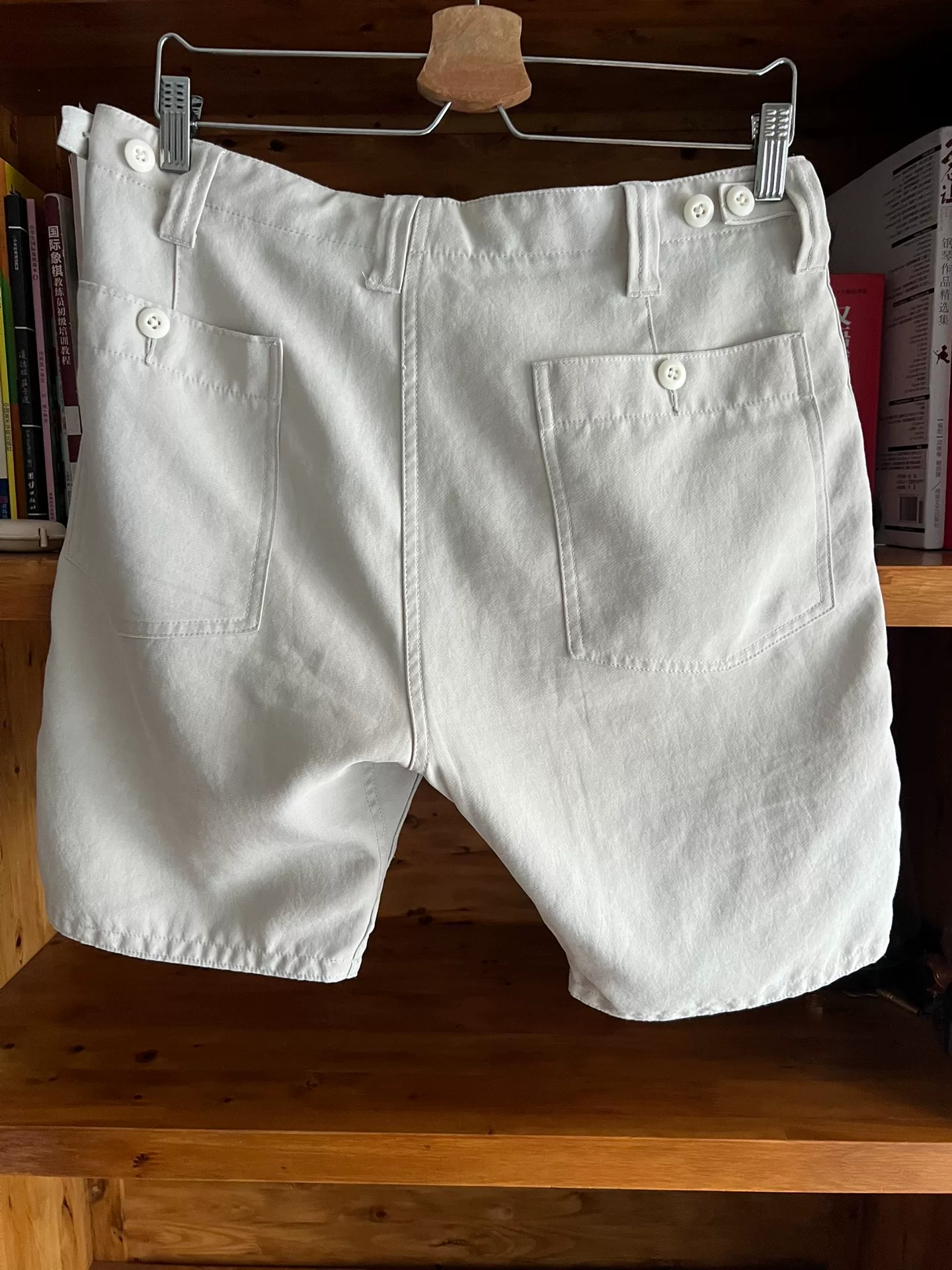 Nanamica Light White Cargo Shorts — back