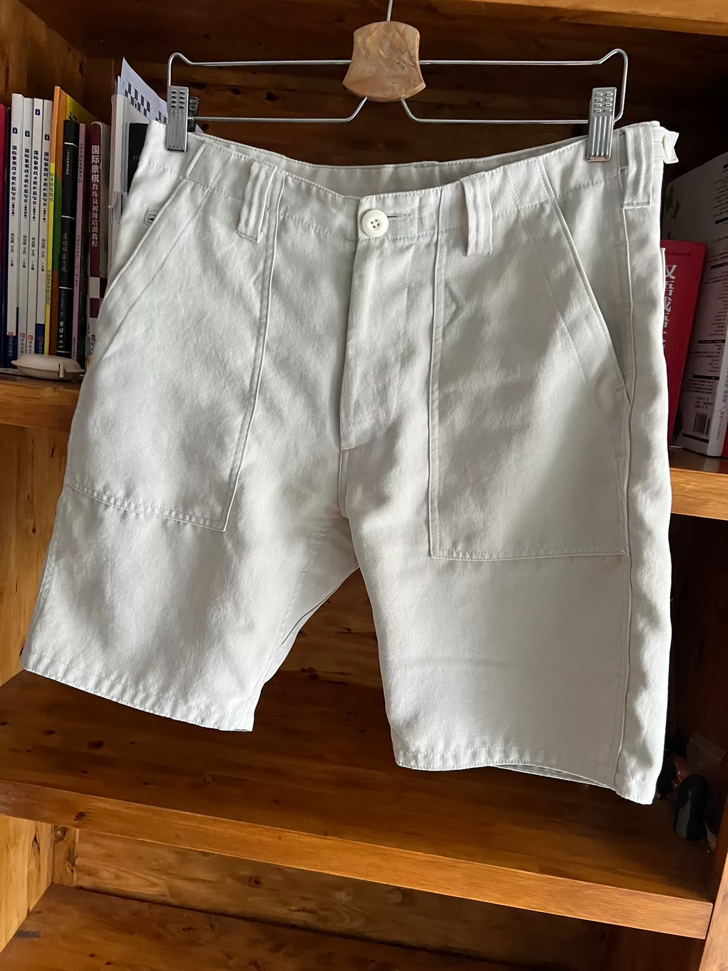 Nanamica Light White Cargo Shorts — front