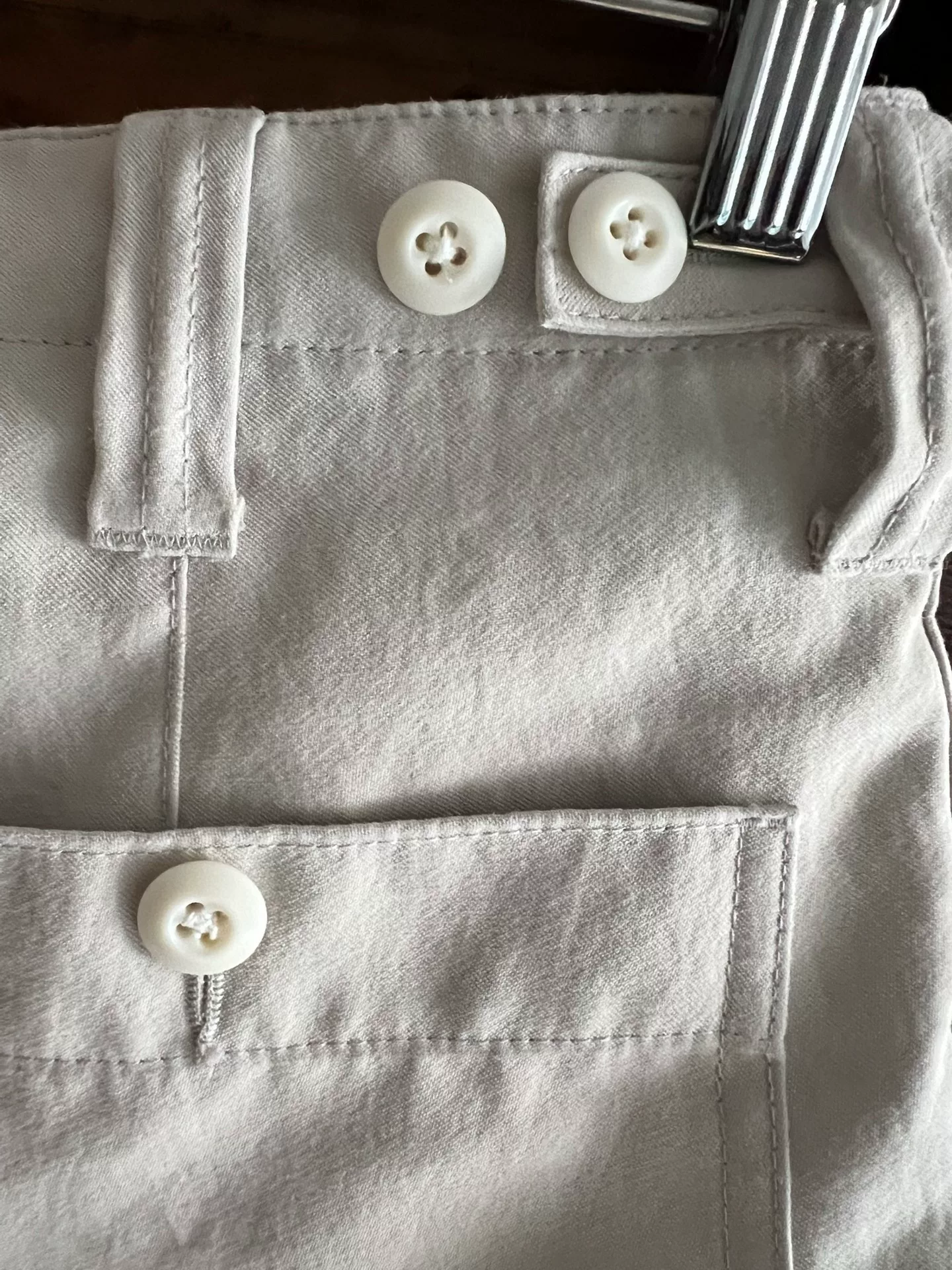 Nanamica Light White Cargo Shorts — label
