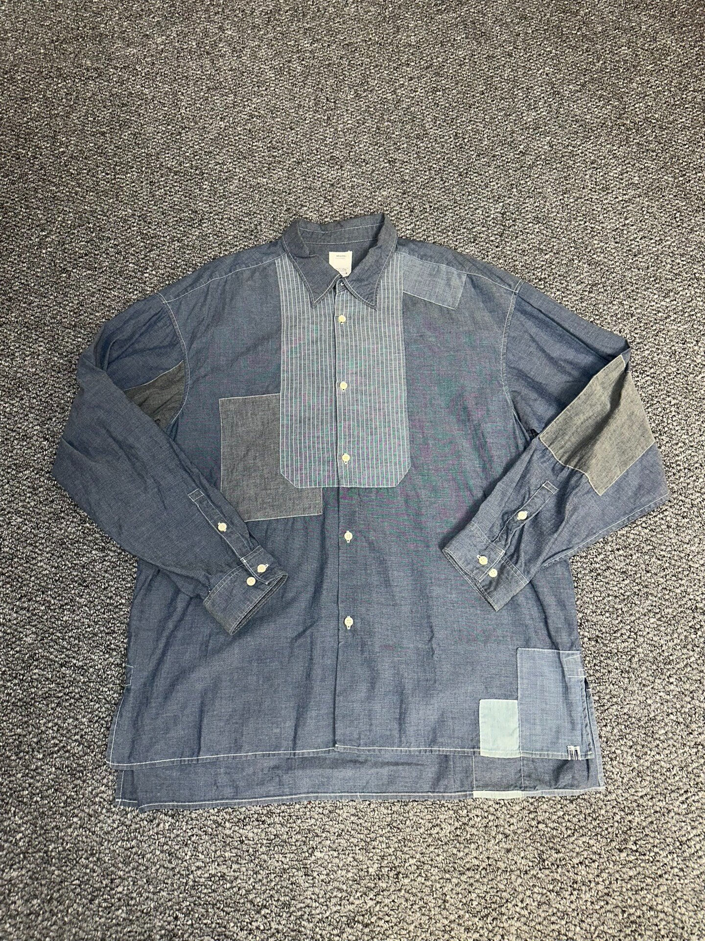 visvim Blue Denim Patchwork Shirt