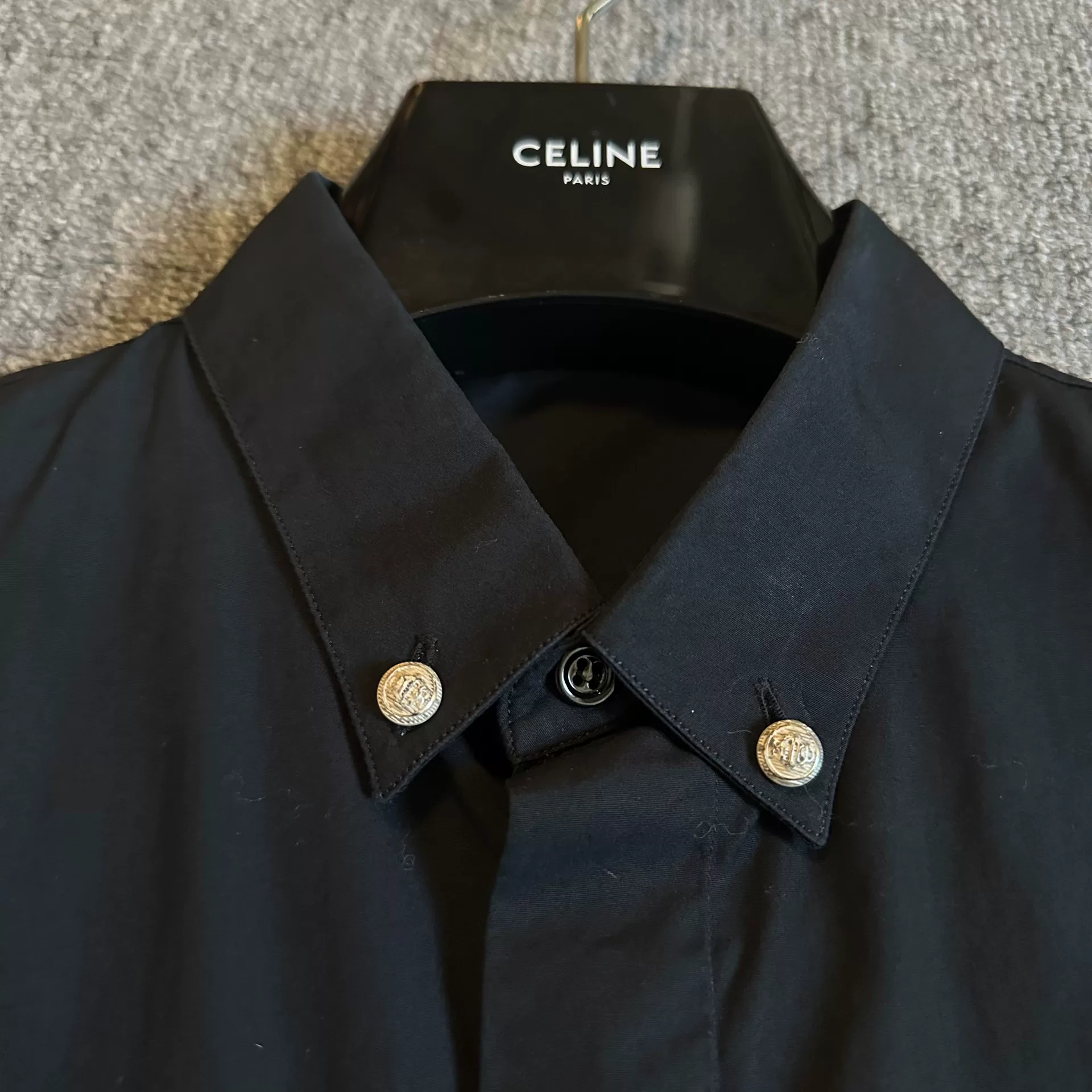 Dior Homme Metal Anchor Button Short-Sleeve Shirt — detail