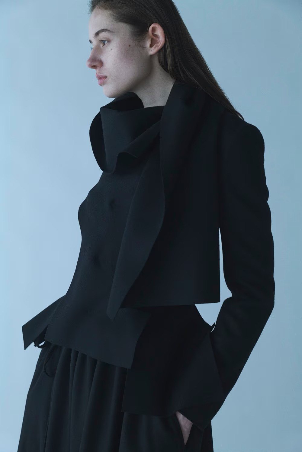 Yohji Yamamoto Asymmetrical Scarf Jacket — label